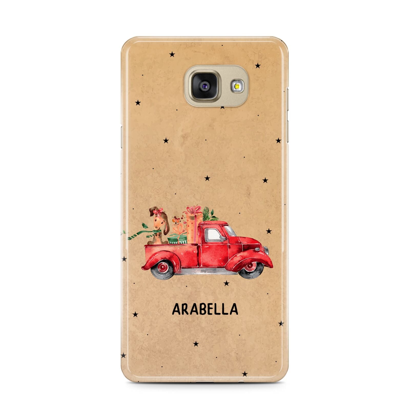 Christmas Truck Personalised Samsung Galaxy A7 2016 Case on gold phone