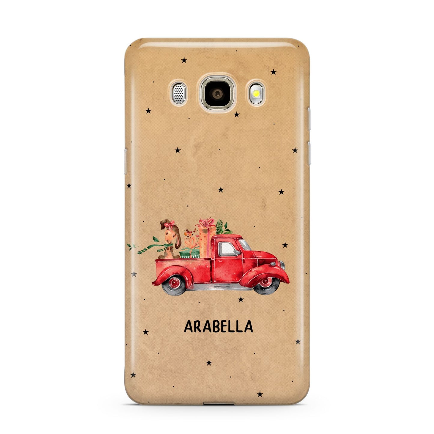 Christmas Truck Personalised Samsung Galaxy J7 2016 Case on gold phone