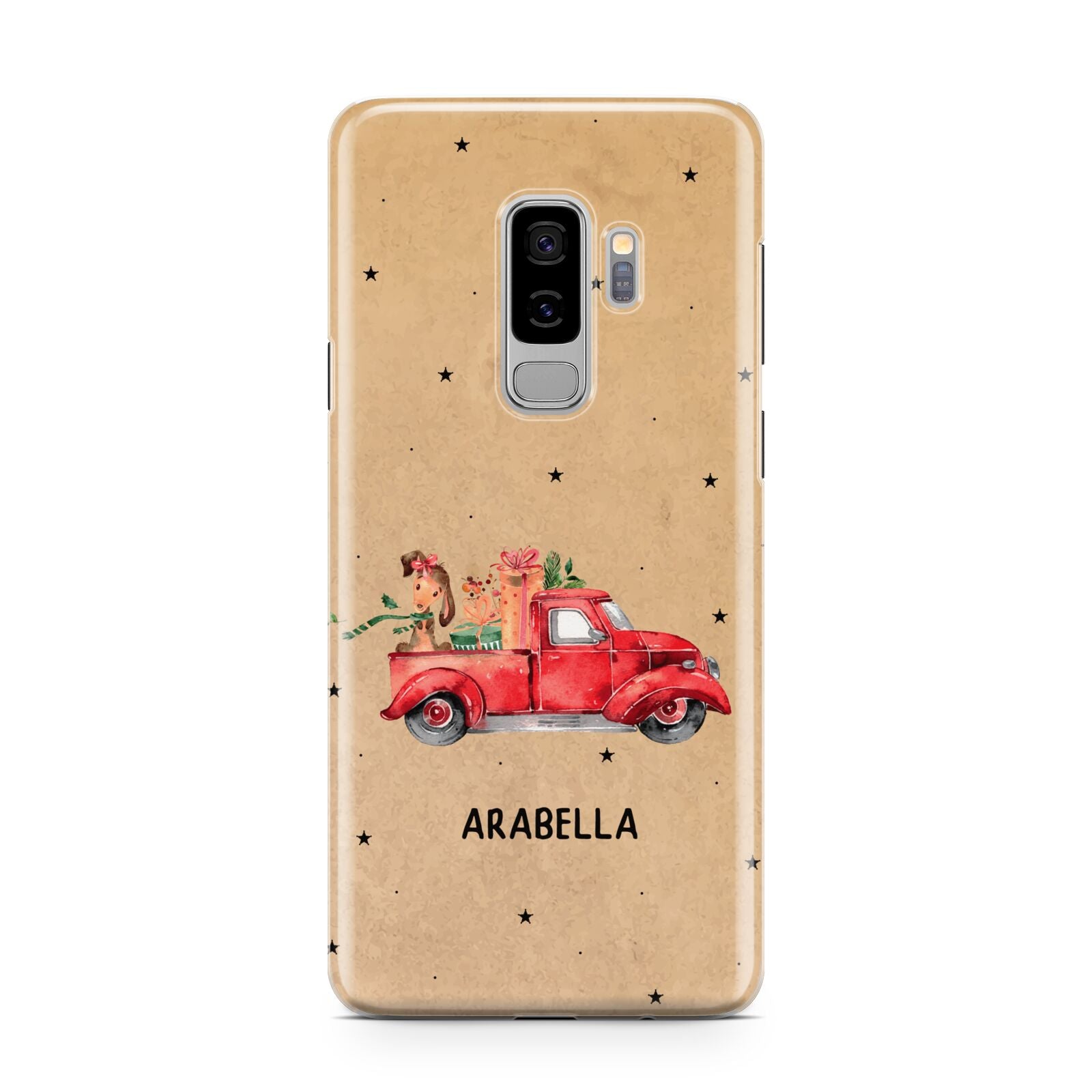 Christmas Truck Personalised Samsung Galaxy S9 Plus Case on Silver phone