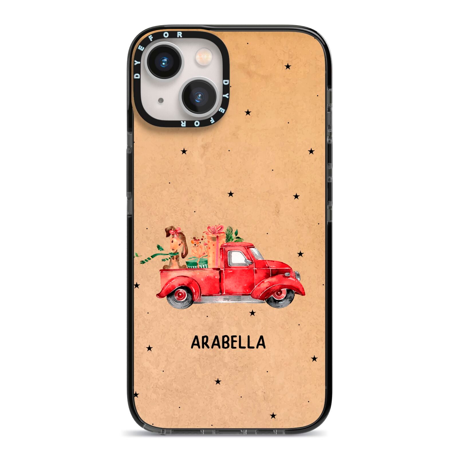 Christmas Truck Personalised iPhone 13 Black Impact Case on Silver phone