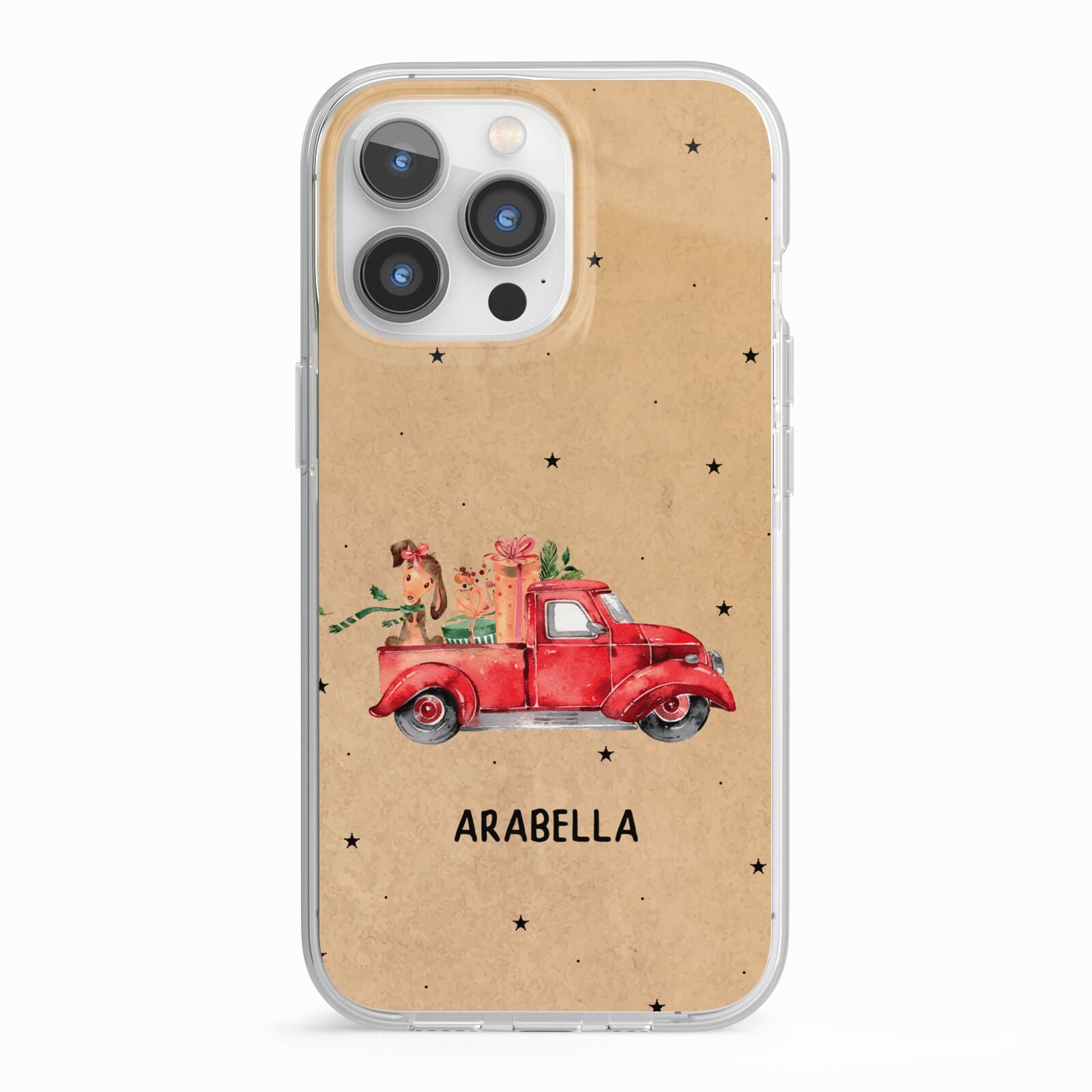 Christmas Truck Personalised iPhone 13 Pro TPU Impact Case with White Edges