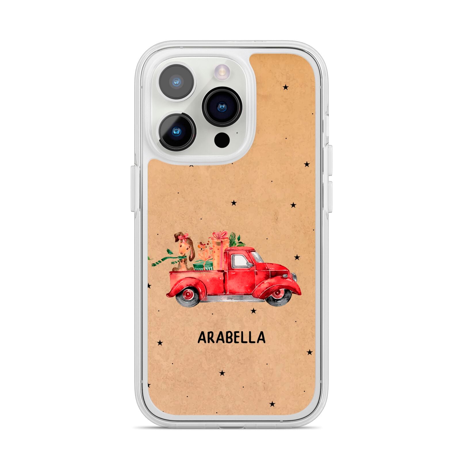 Christmas Truck Personalised iPhone 14 Pro Clear Tough Case Silver