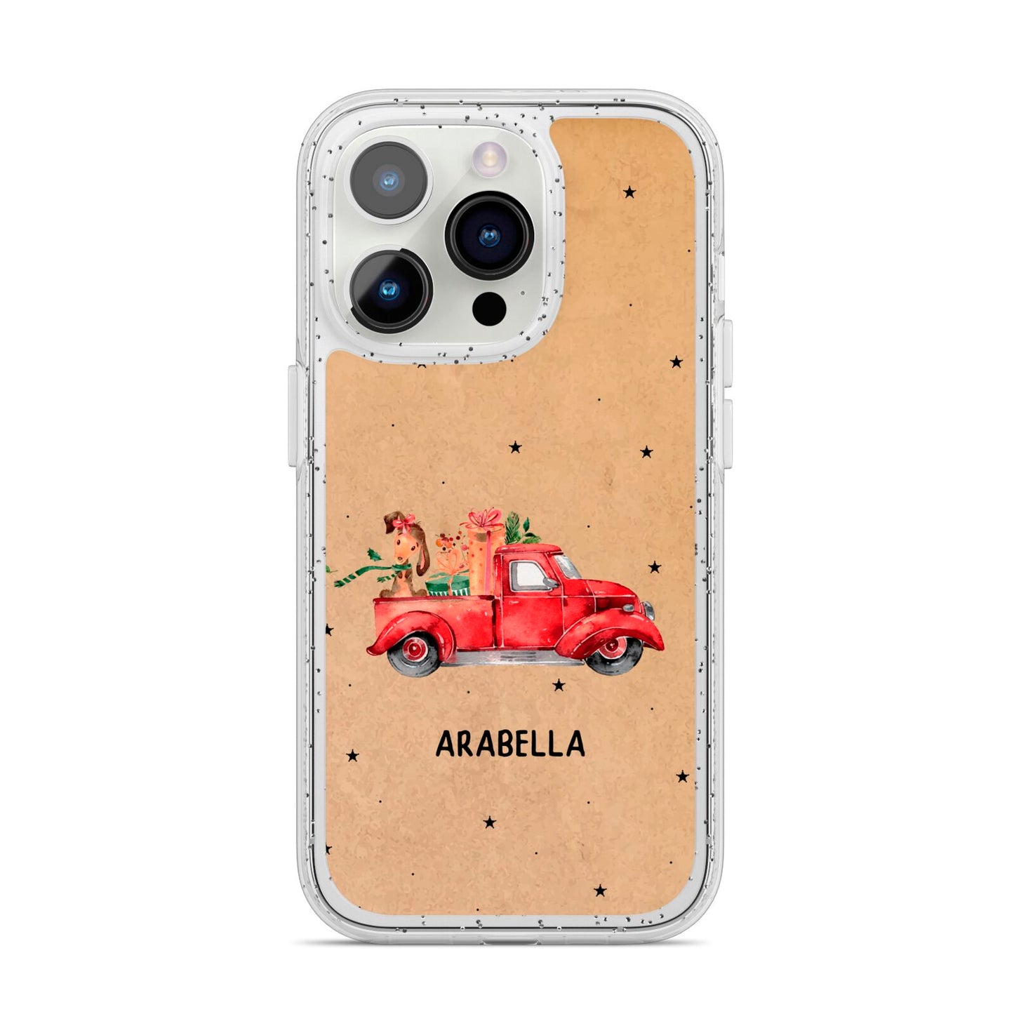 Christmas Truck Personalised iPhone 14 Pro Glitter Tough Case Silver