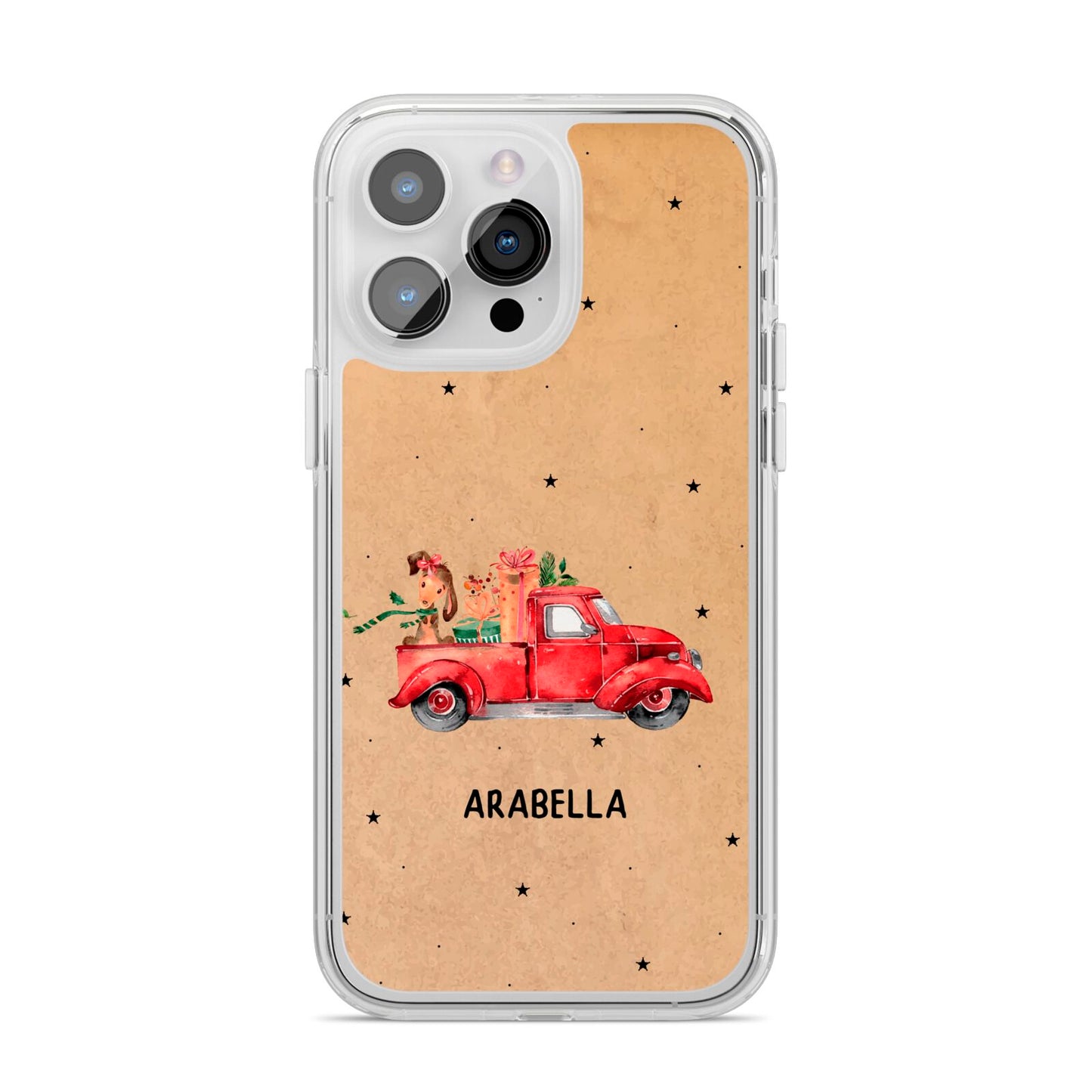 Christmas Truck Personalised iPhone 14 Pro Max Clear Tough Case Silver