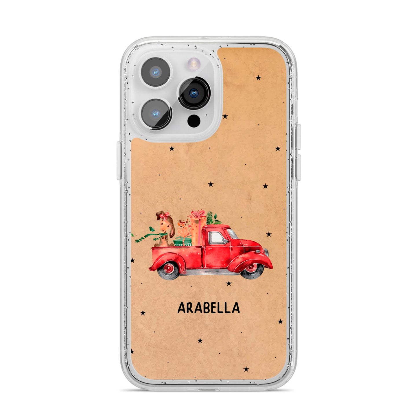 Christmas Truck Personalised iPhone 14 Pro Max Glitter Tough Case Silver