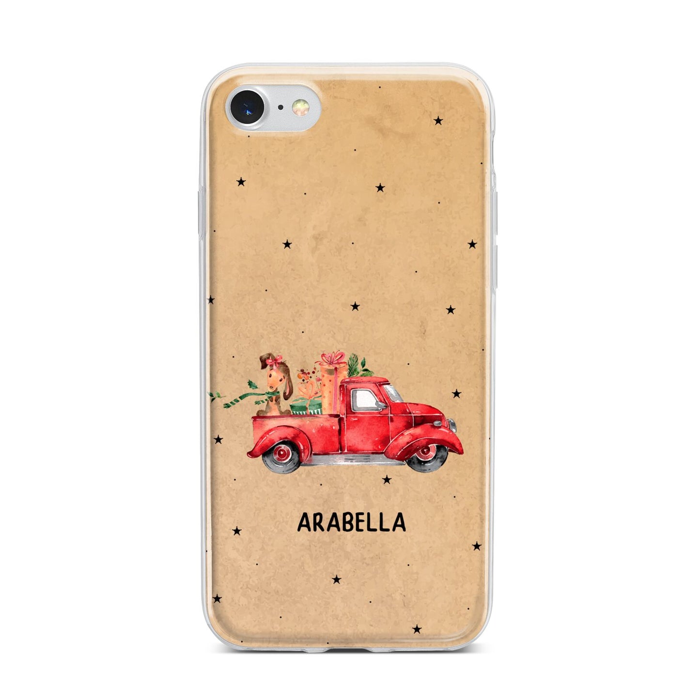 Christmas Truck Personalised iPhone 7 Bumper Case on Silver iPhone