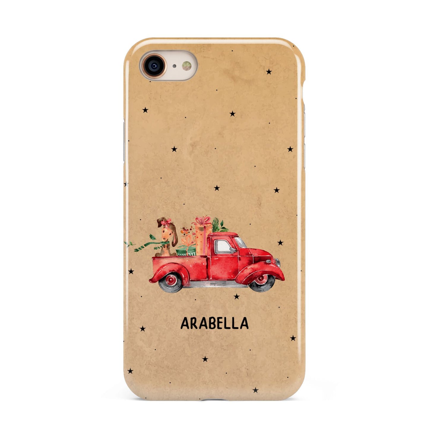 Christmas Truck Personalised iPhone 8 3D Tough Case on Gold Phone