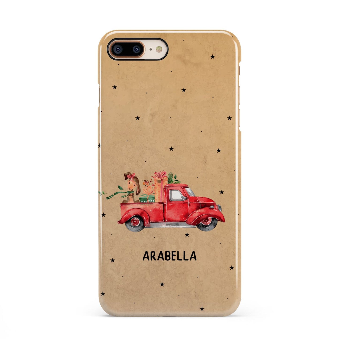 Christmas Truck Personalised iPhone 8 Plus 3D Snap Case on Gold Phone