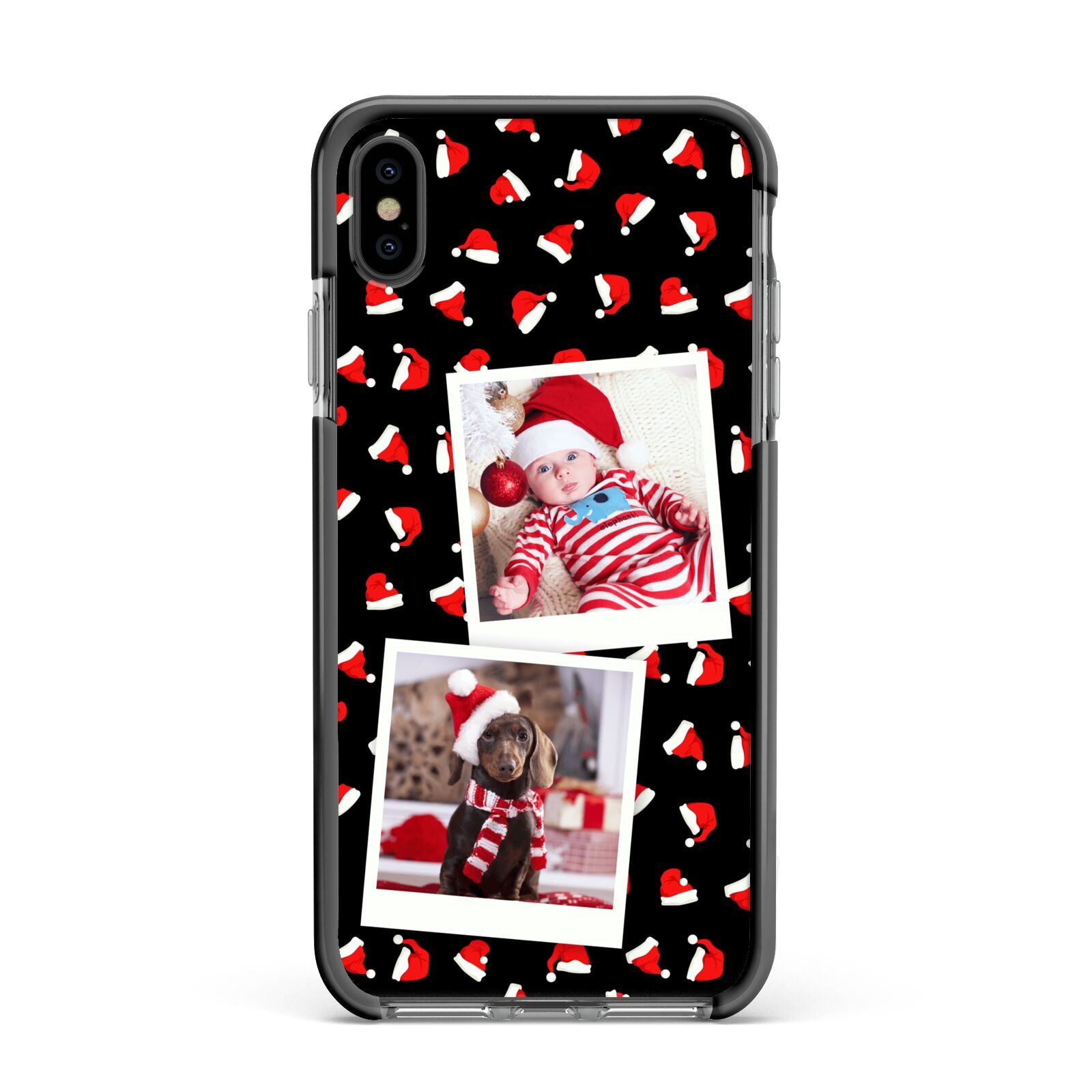 Christmas Two Photo Apple iPhone Xs Max Impact Case Black Edge on Black Phone