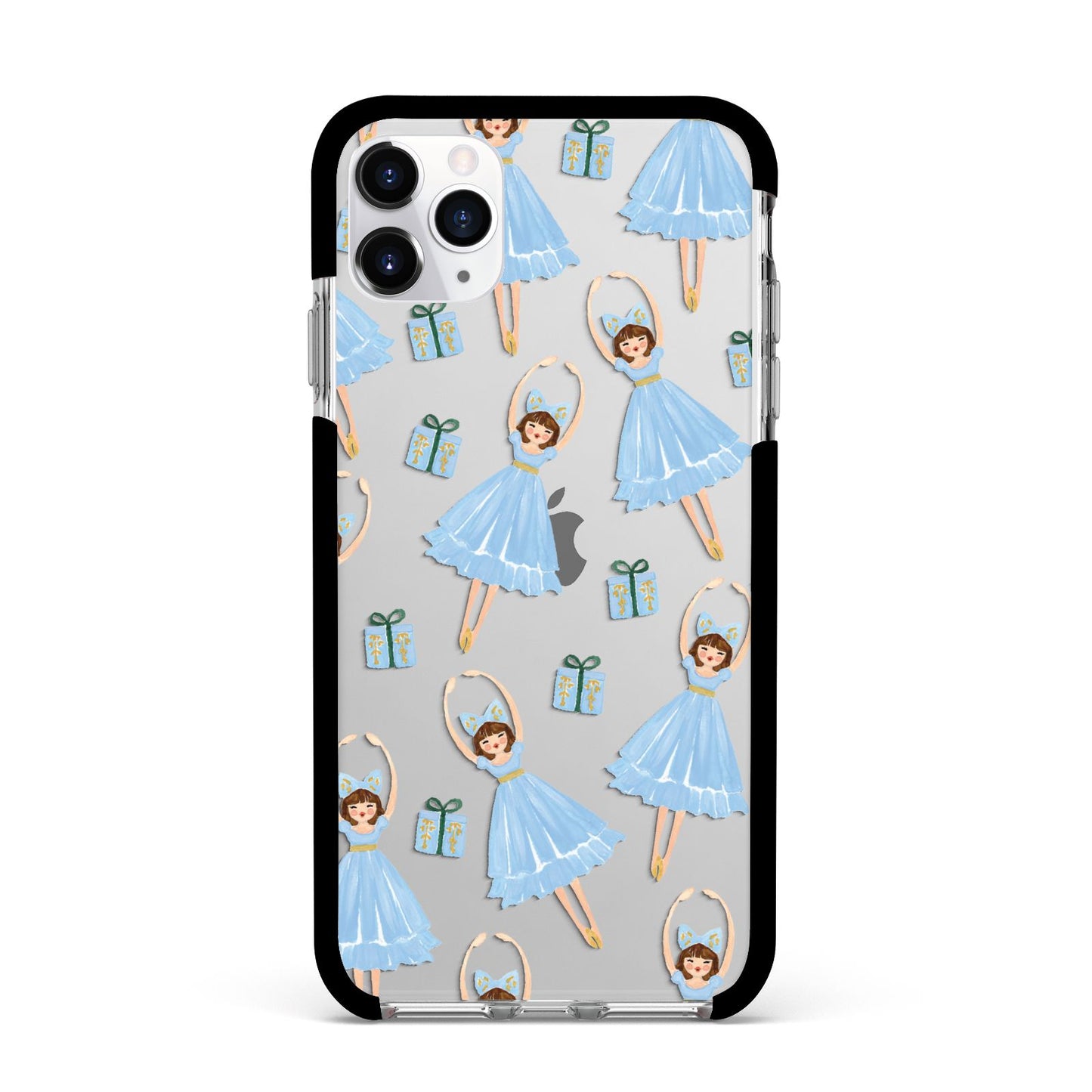 Christmas ballerina present Apple iPhone 11 Pro Max in Silver with Black Impact Case