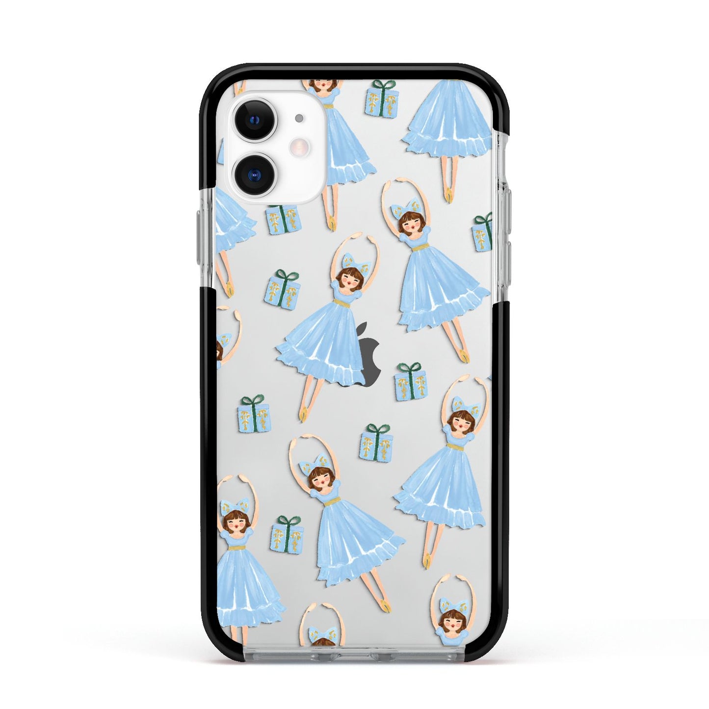 Christmas ballerina present Apple iPhone 11 in White with Black Impact Case