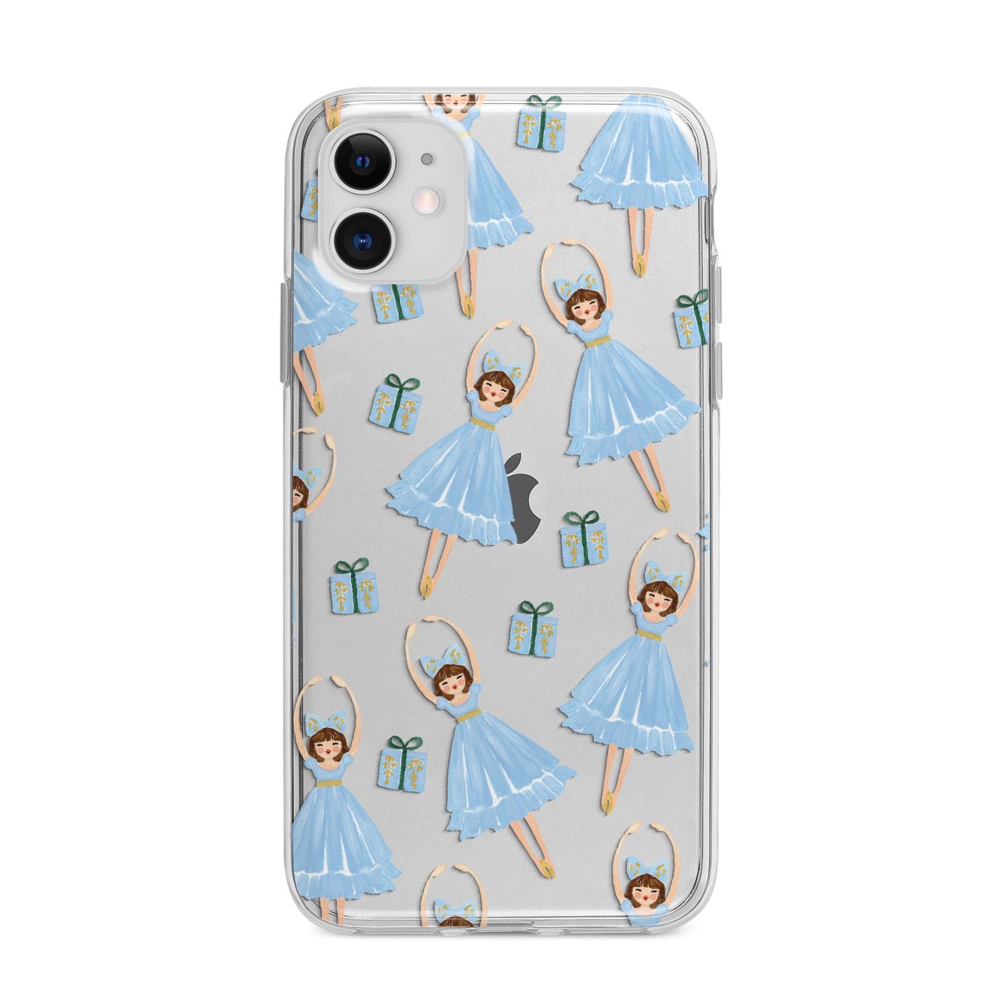 Christmas ballerina present Apple iPhone 11 in White with Bumper Case