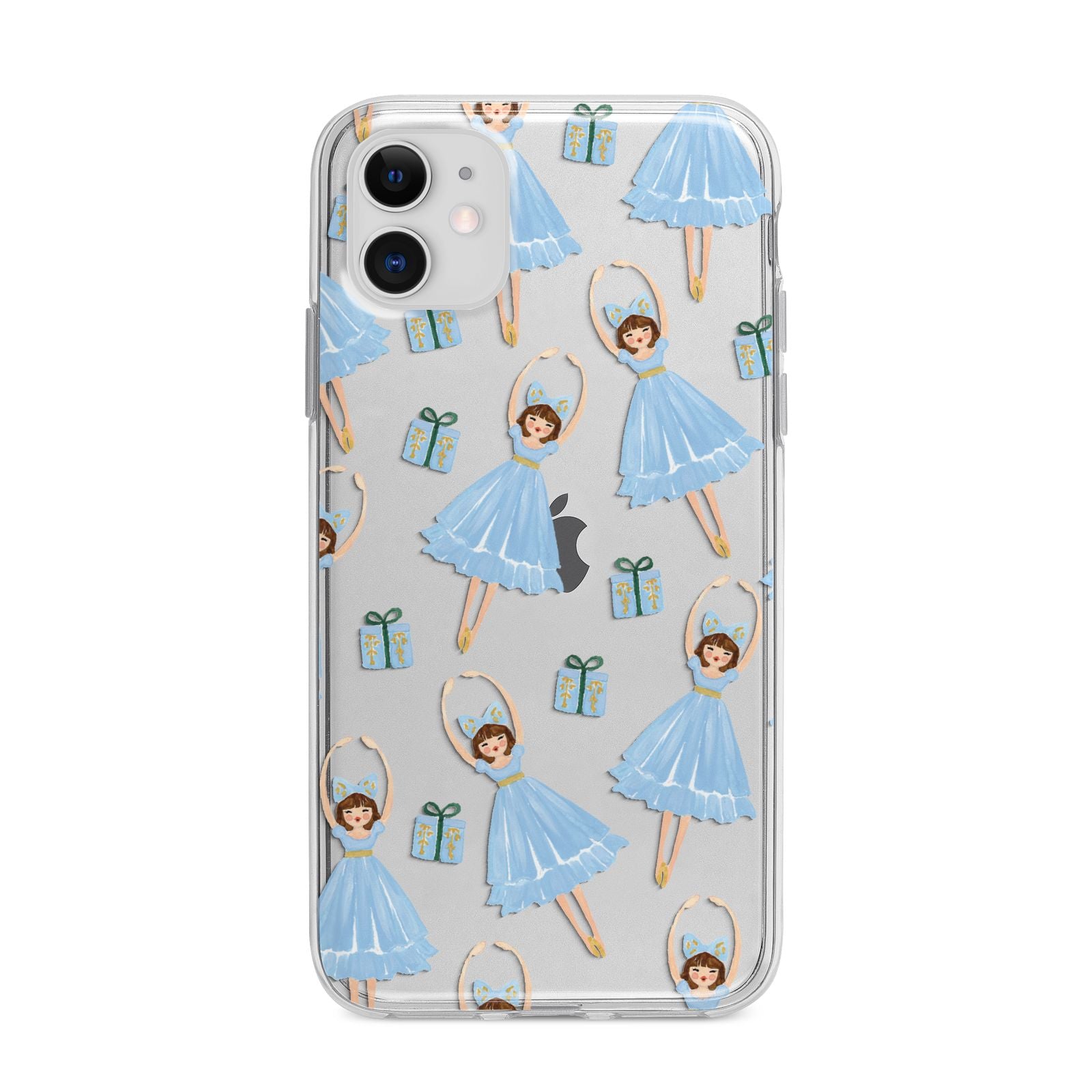 Christmas ballerina present Apple iPhone 11 in White with Bumper Case