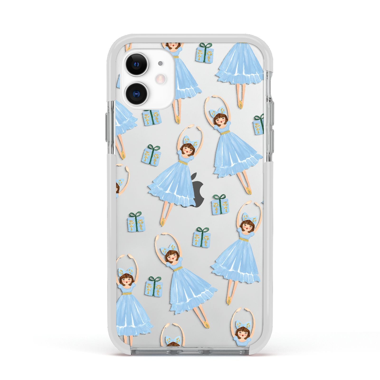 Christmas ballerina present Apple iPhone 11 in White with White Impact Case