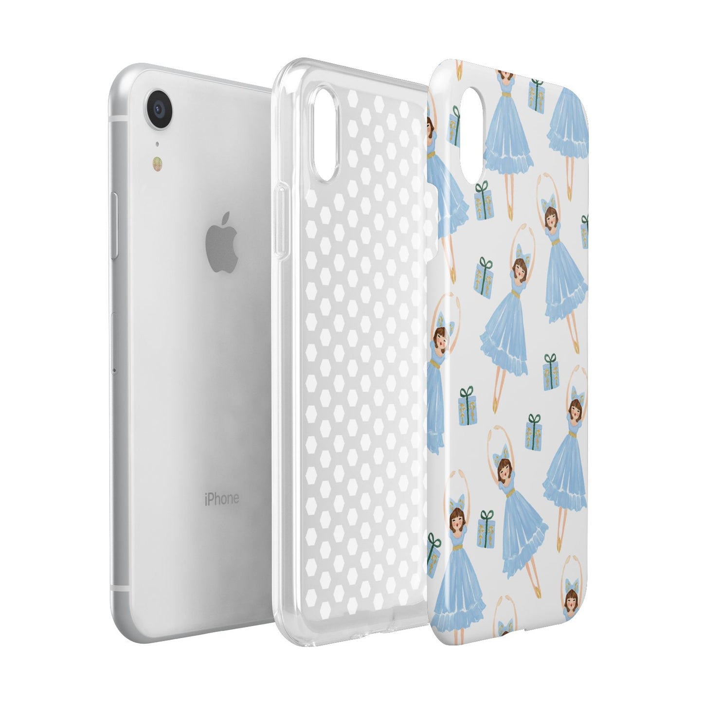 Christmas ballerina present Apple iPhone XR White 3D Tough Case Expanded view