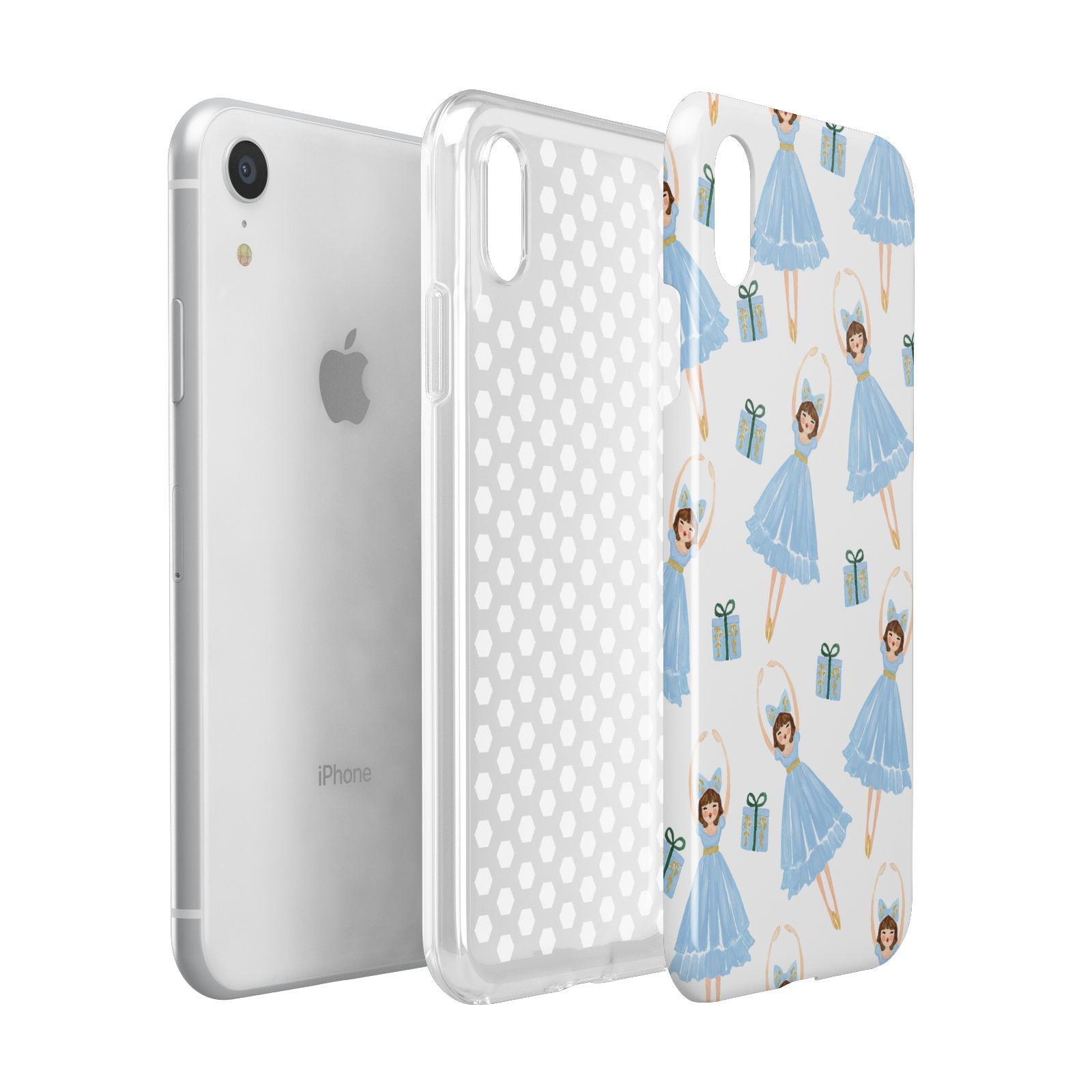 Christmas ballerina present Apple iPhone XR White 3D Tough Case Expanded view