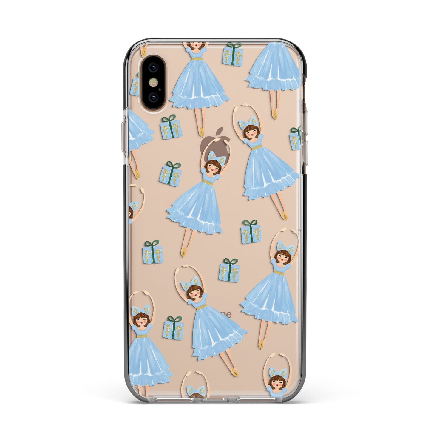 Christmas ballerina present Apple iPhone Xs Max Impact Case Black Edge on Gold Phone