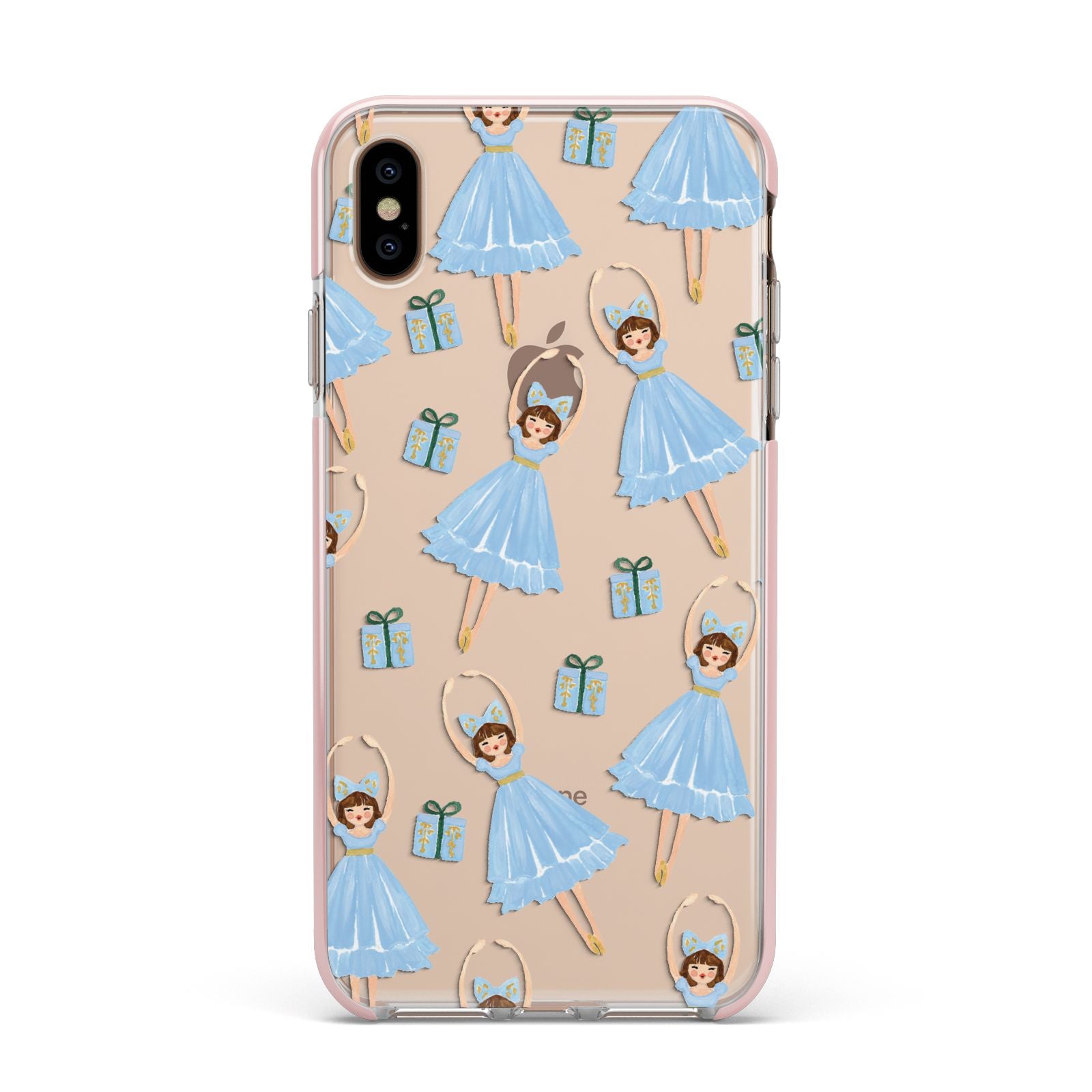 Christmas ballerina present Apple iPhone Xs Max Impact Case Pink Edge on Gold Phone