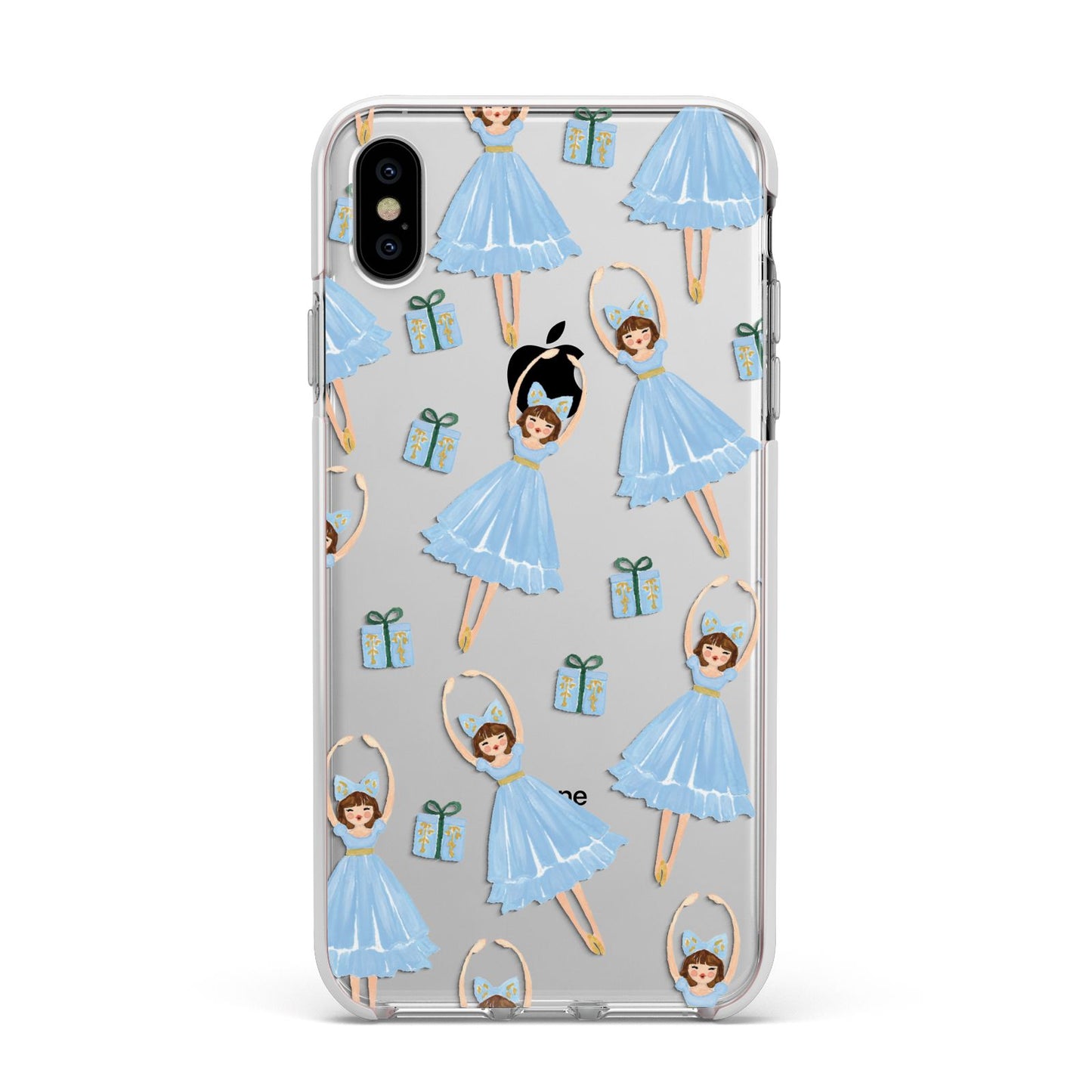 Christmas ballerina present Apple iPhone Xs Max Impact Case White Edge on Silver Phone