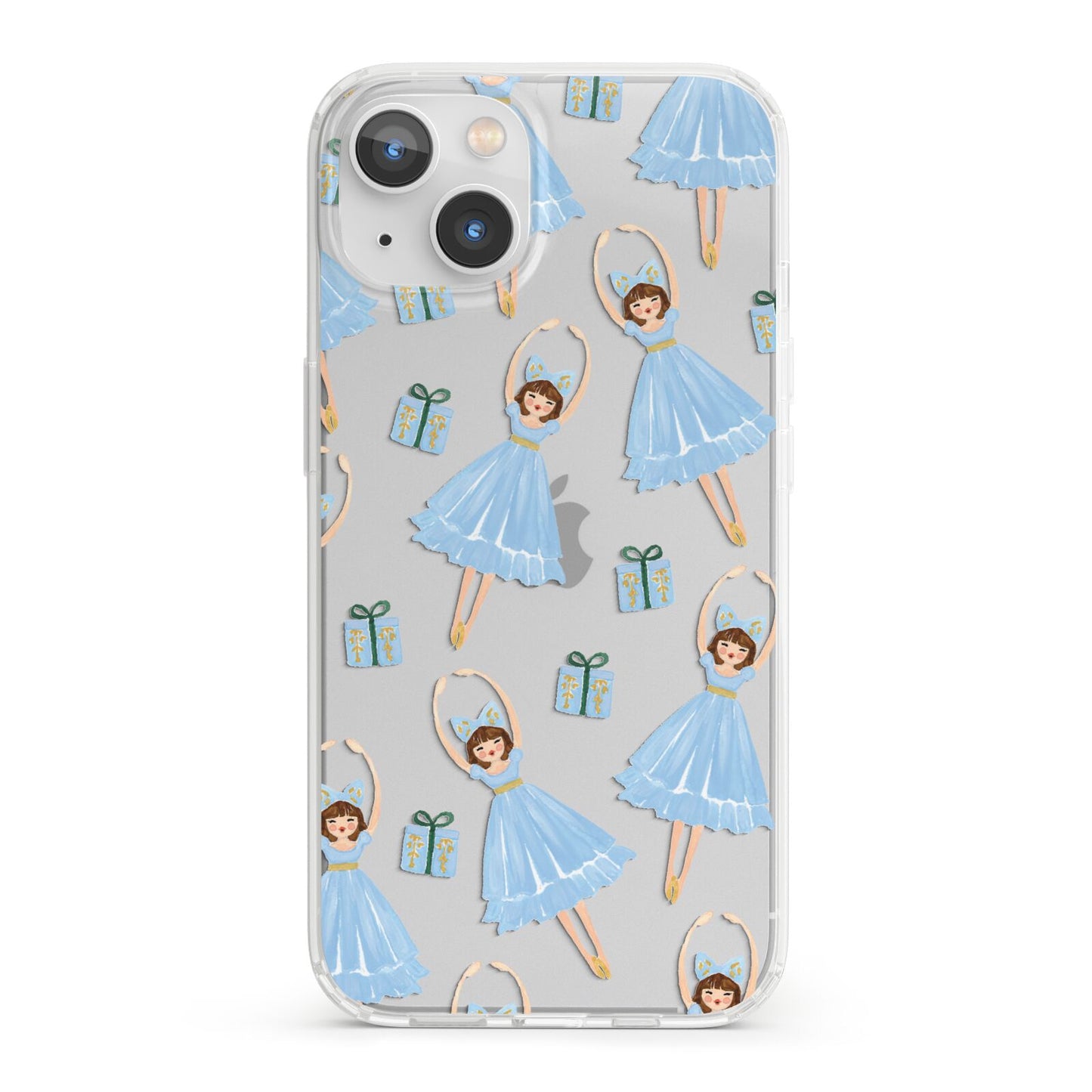 Christmas ballerina present iPhone 13 Clear Bumper Case