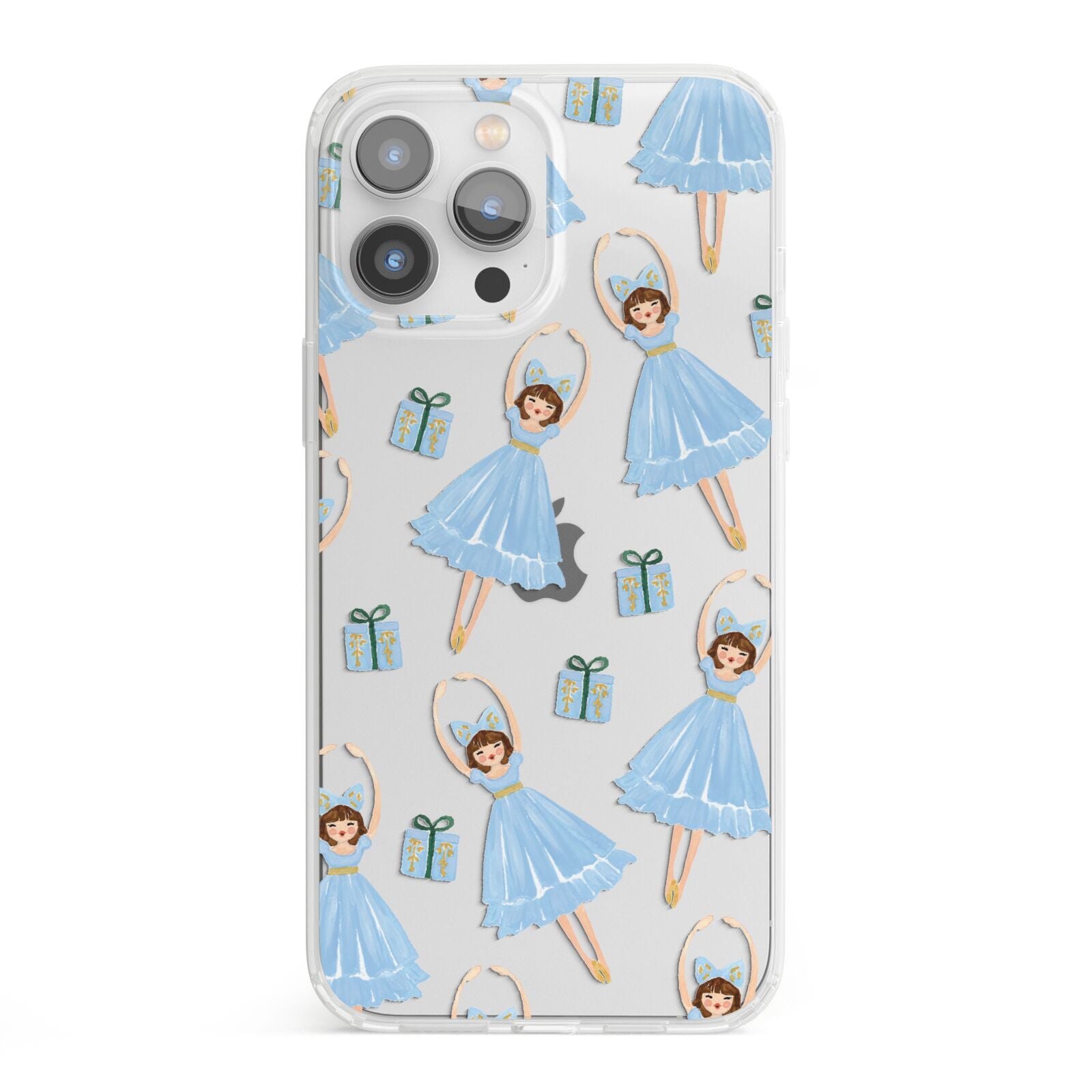 Christmas ballerina present iPhone 13 Pro Max Clear Bumper Case