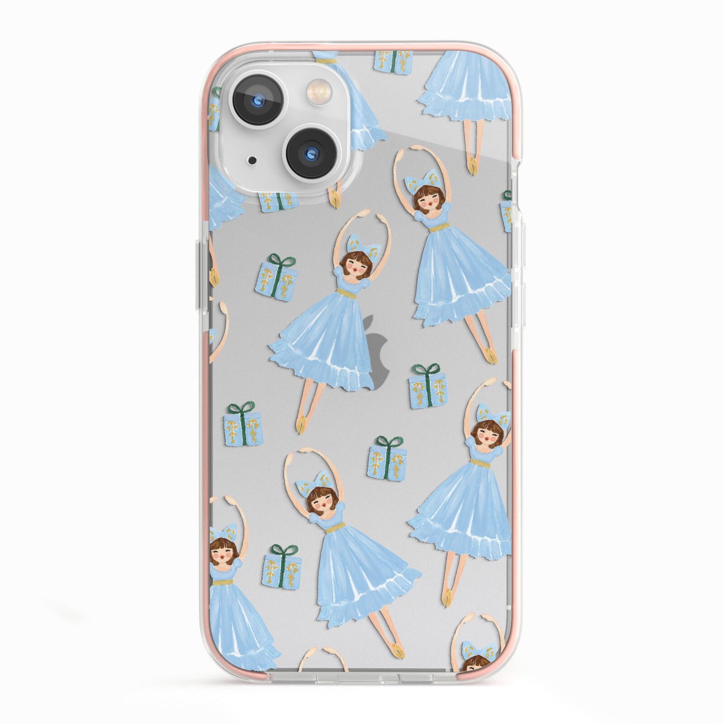 Christmas ballerina present iPhone 13 TPU Impact Case with Pink Edges
