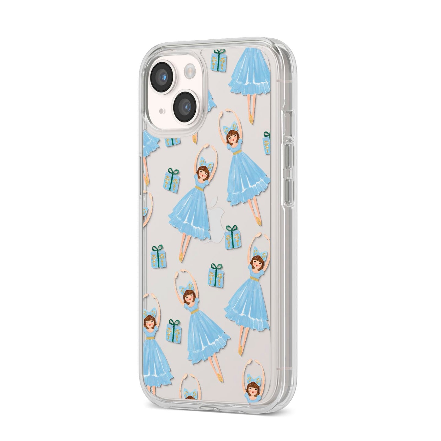 Christmas ballerina present iPhone 14 Clear Tough Case Starlight Angled Image