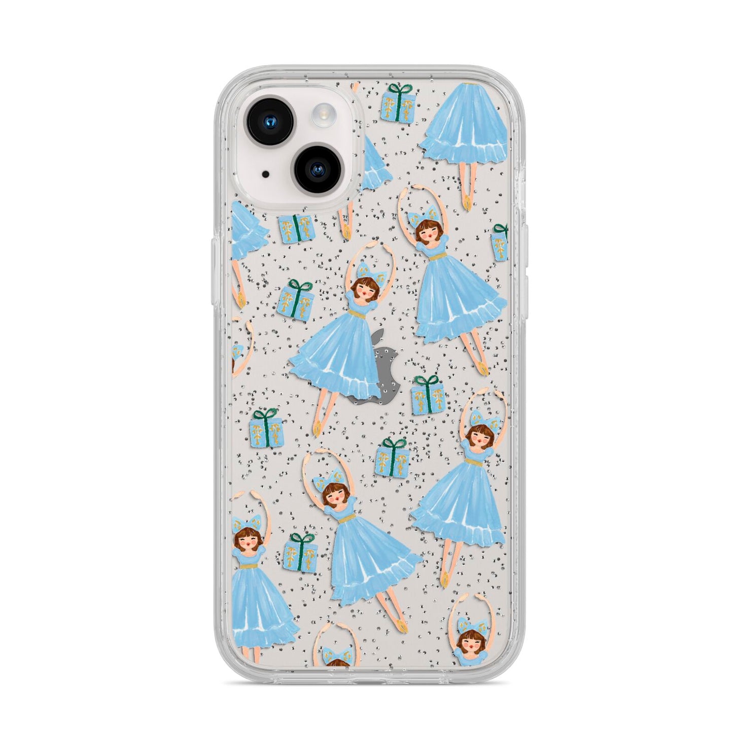 Christmas ballerina present iPhone 14 Plus Glitter Tough Case Starlight