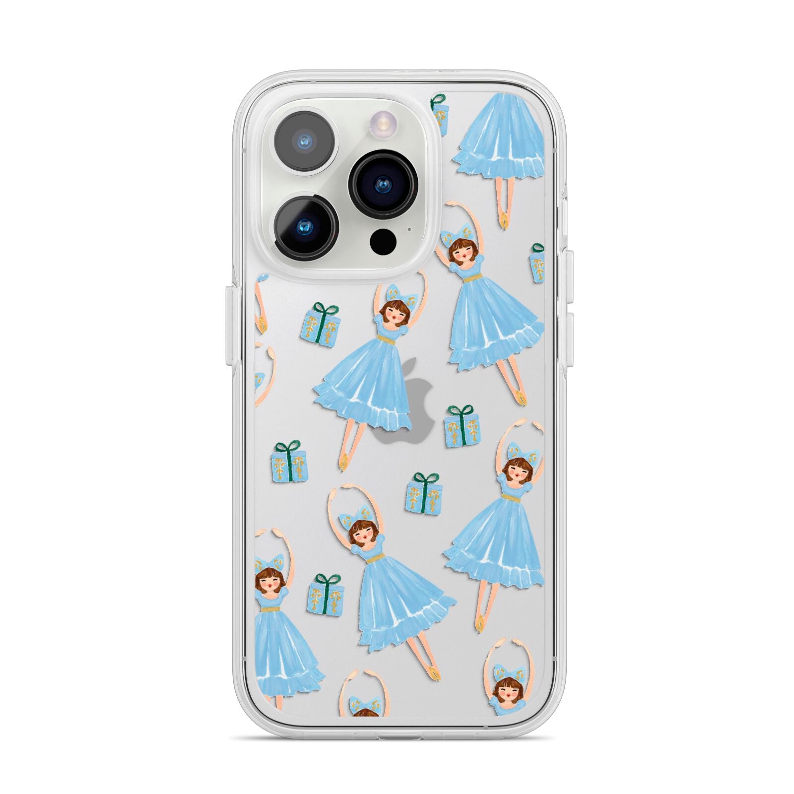 Christmas ballerina present iPhone 14 Pro Clear Tough Case Silver