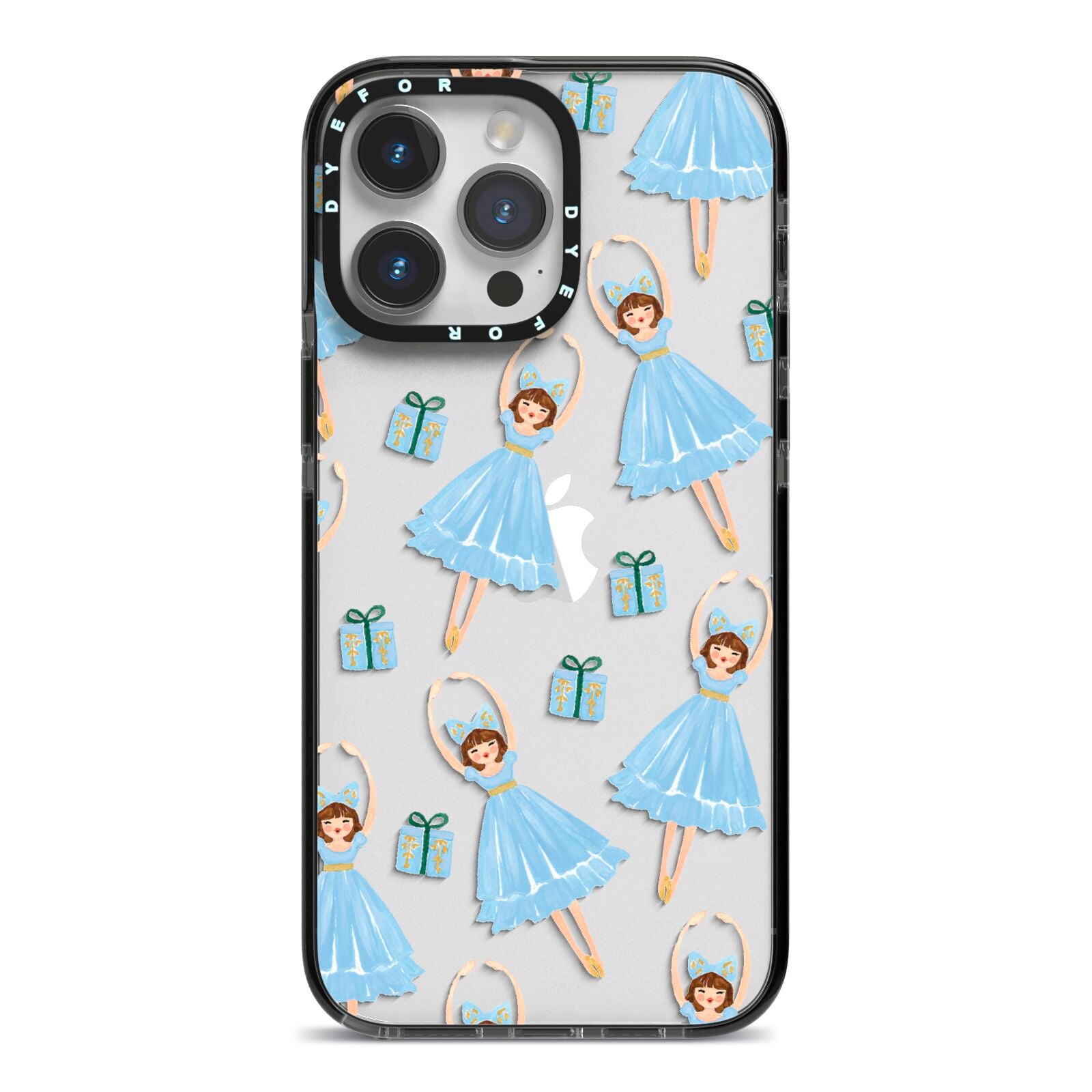 Christmas ballerina present iPhone 14 Pro Max Black Impact Case on Silver phone