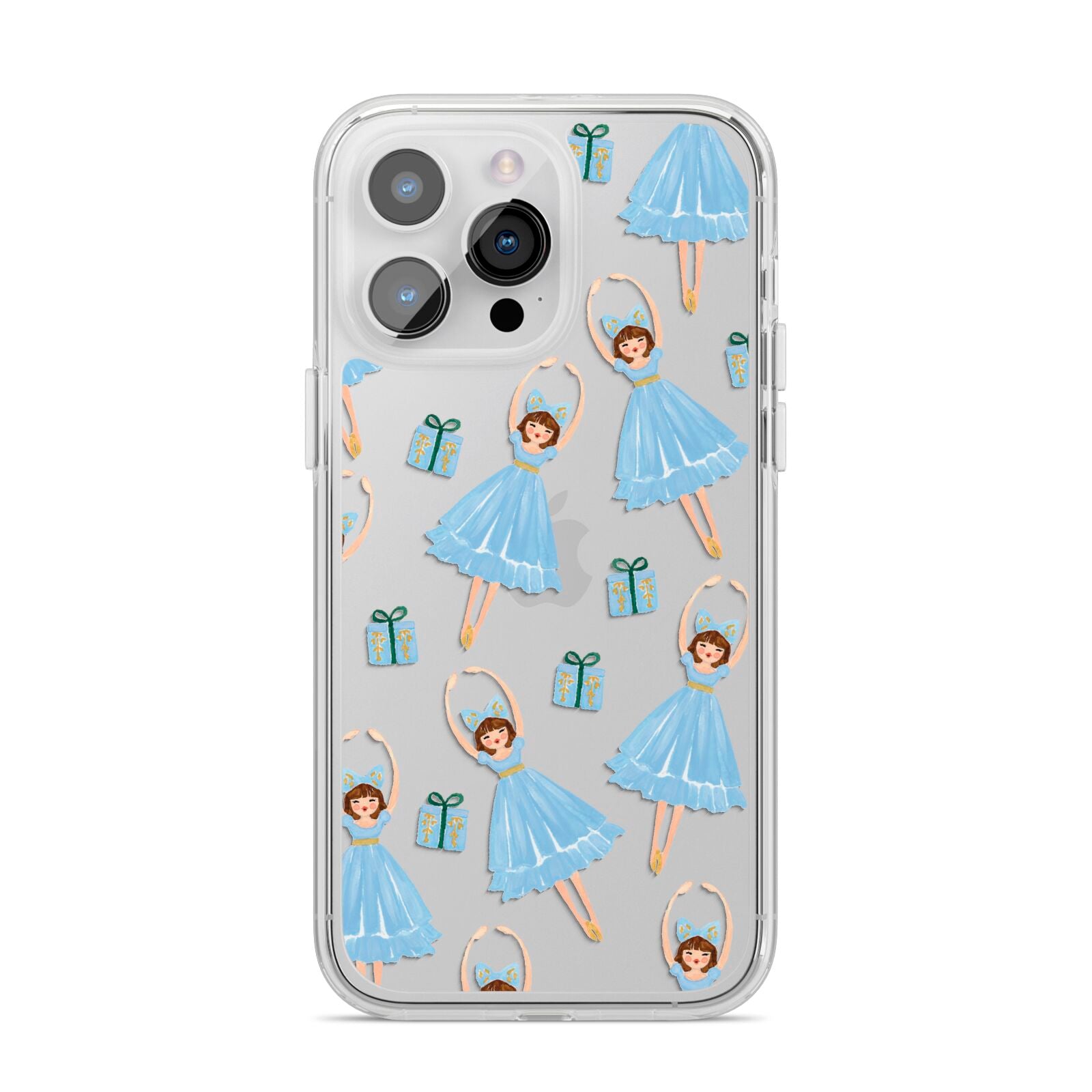 Christmas ballerina present iPhone 14 Pro Max Clear Tough Case Silver