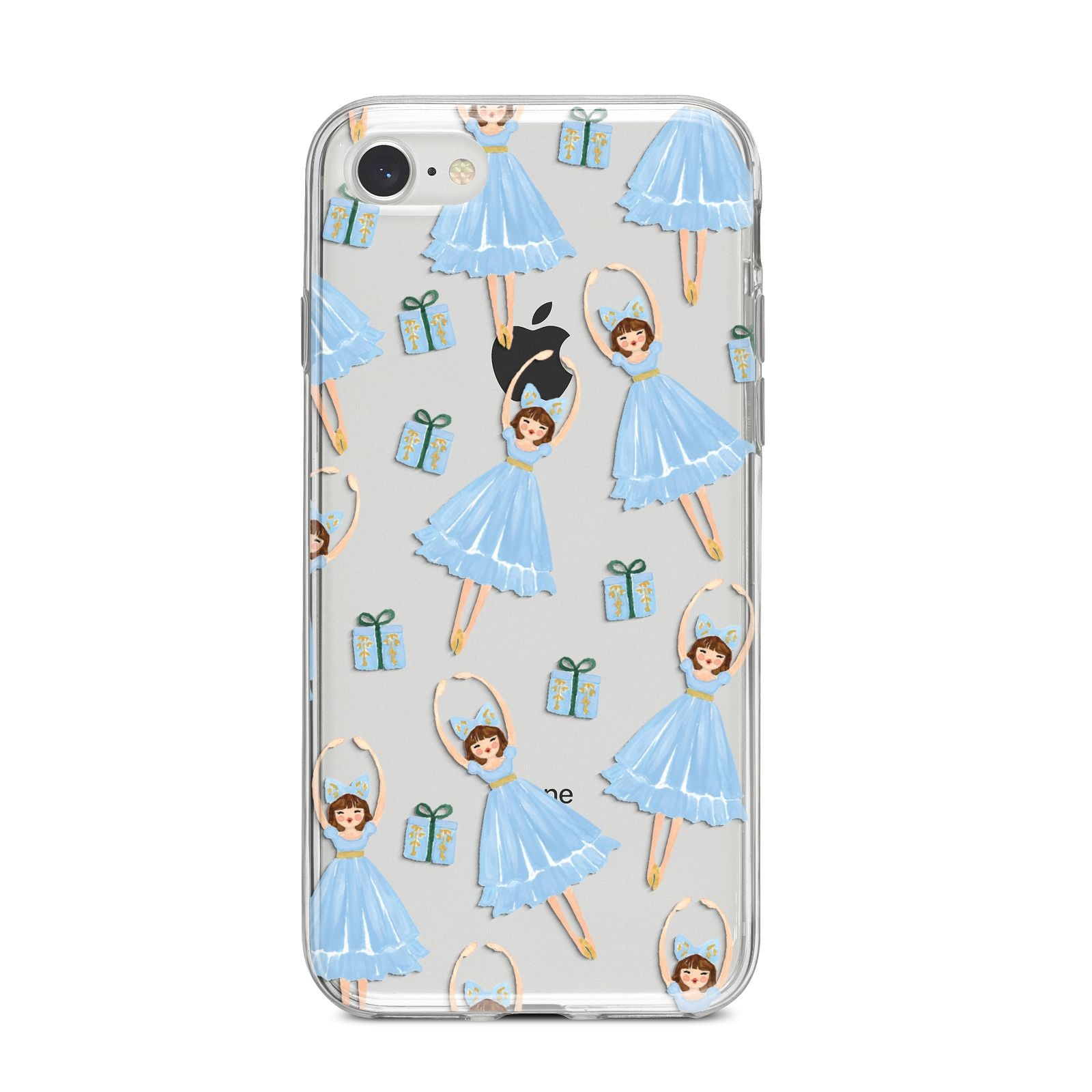 Christmas ballerina present iPhone 8 Bumper Case on Silver iPhone