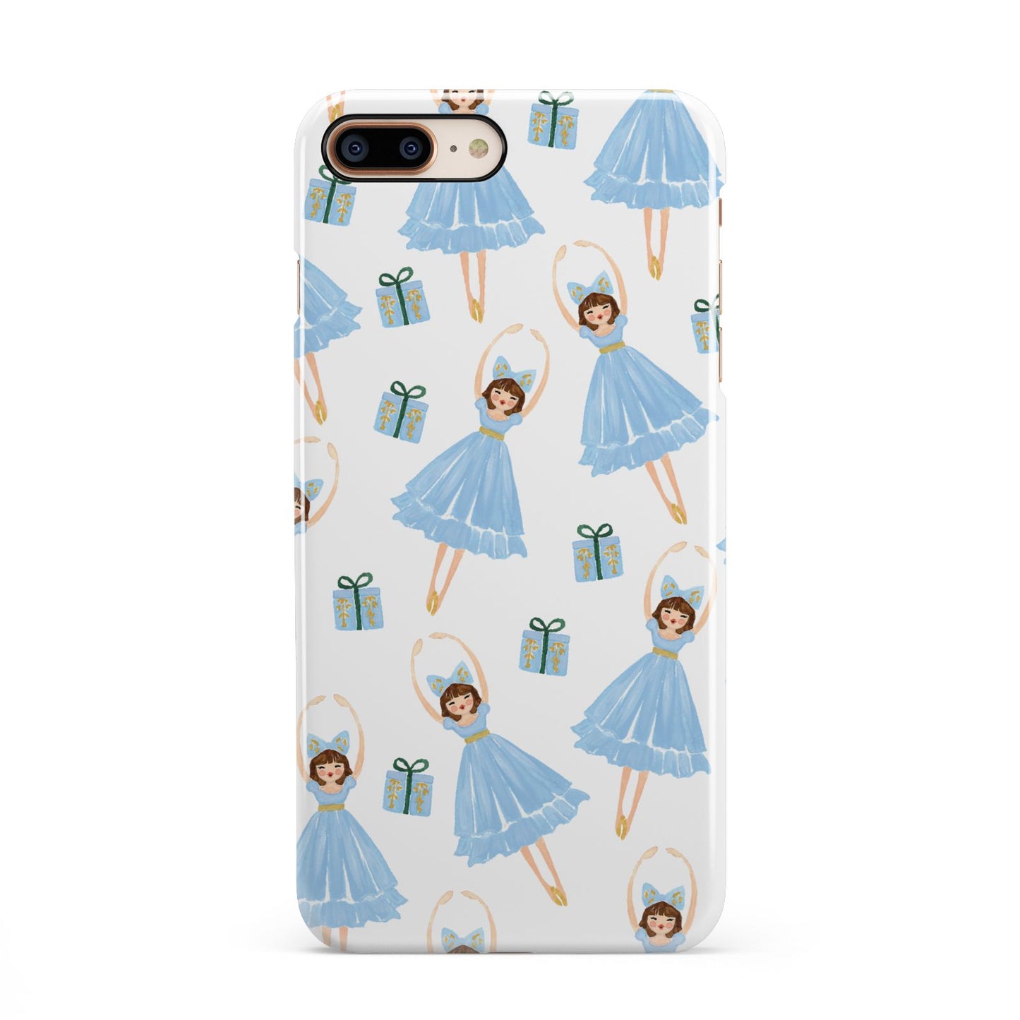 Christmas ballerina present iPhone 8 Plus 3D Snap Case on Gold Phone