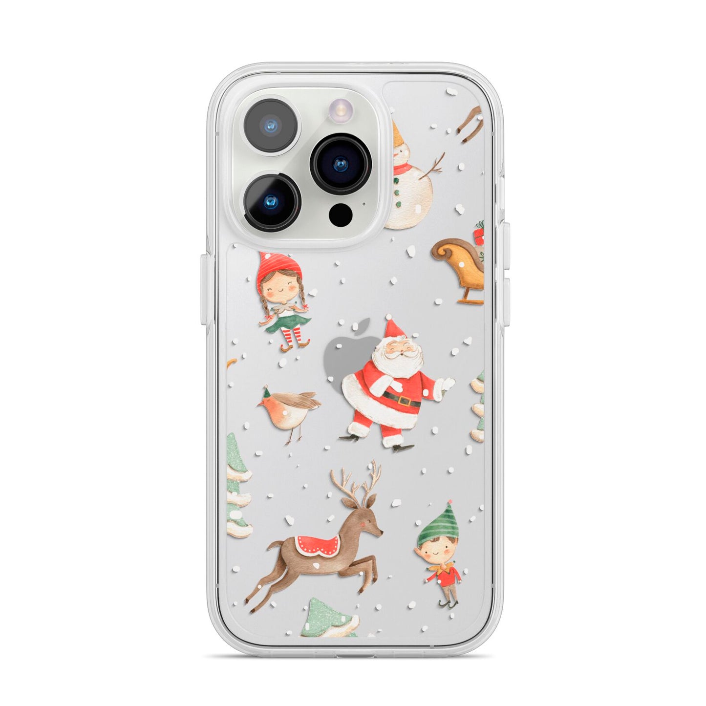 Christmas iPhone 14 Pro Clear Tough Case Silver