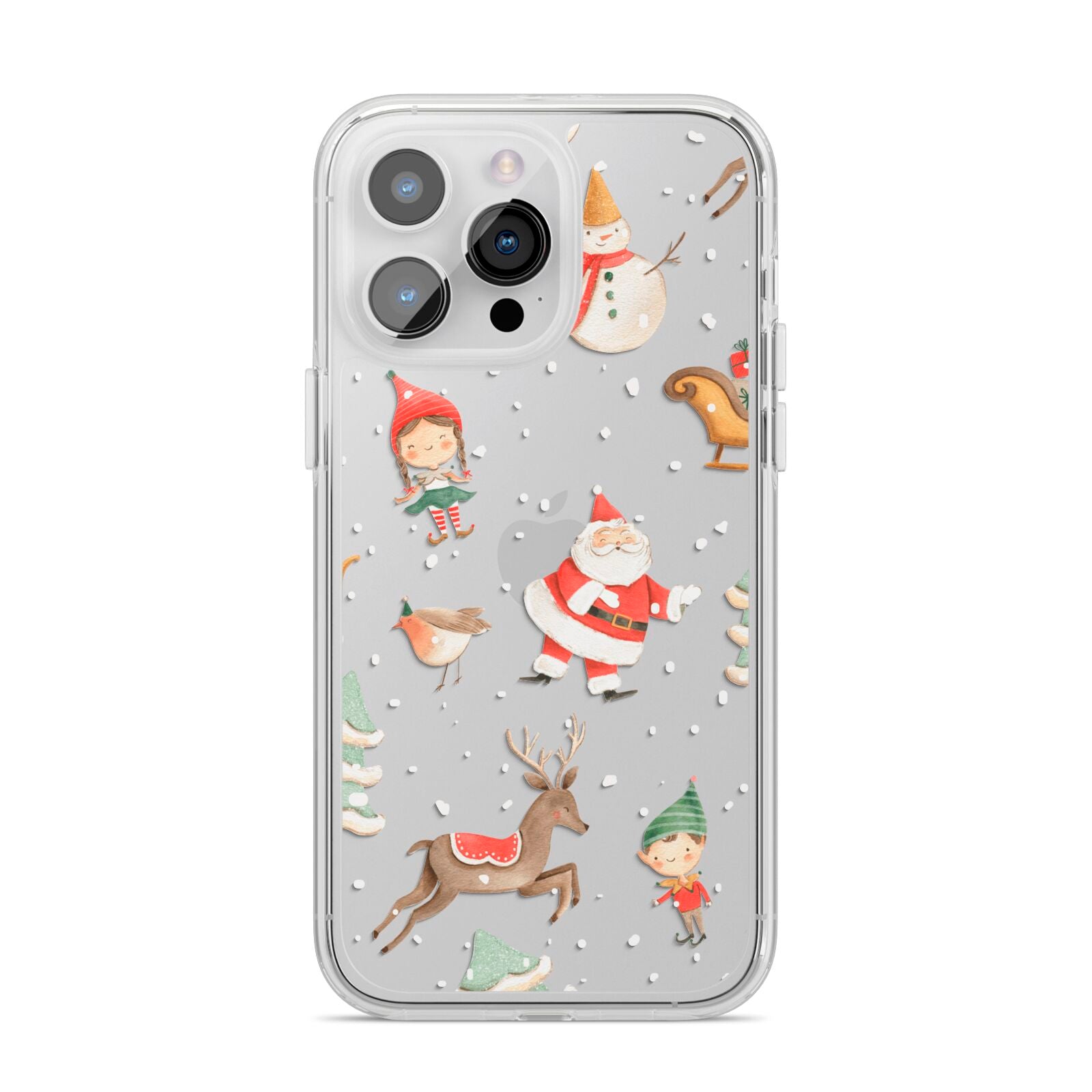 Christmas iPhone 14 Pro Max Clear Tough Case Silver