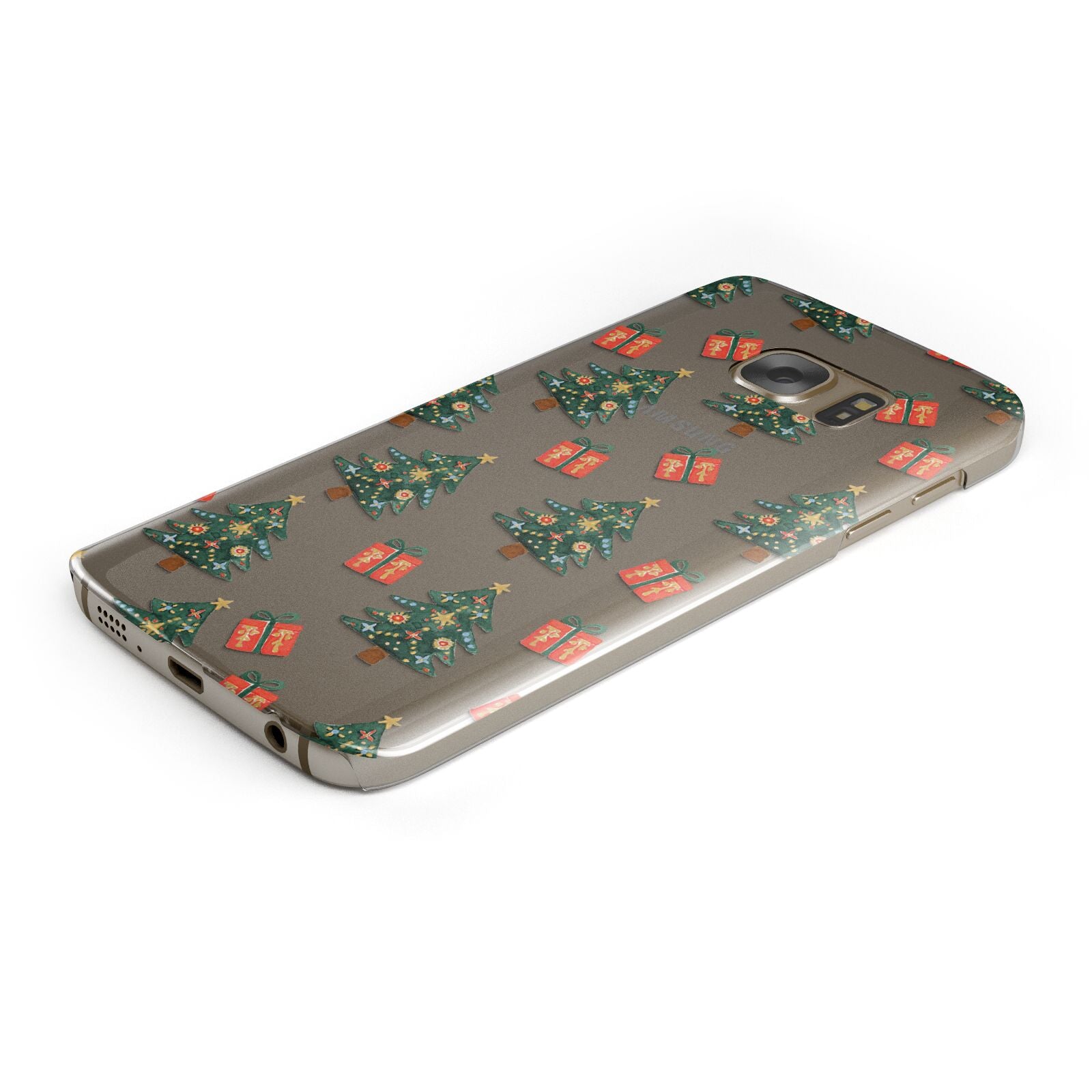 Christmas tree and presents Protective Samsung Galaxy Case Angled Image