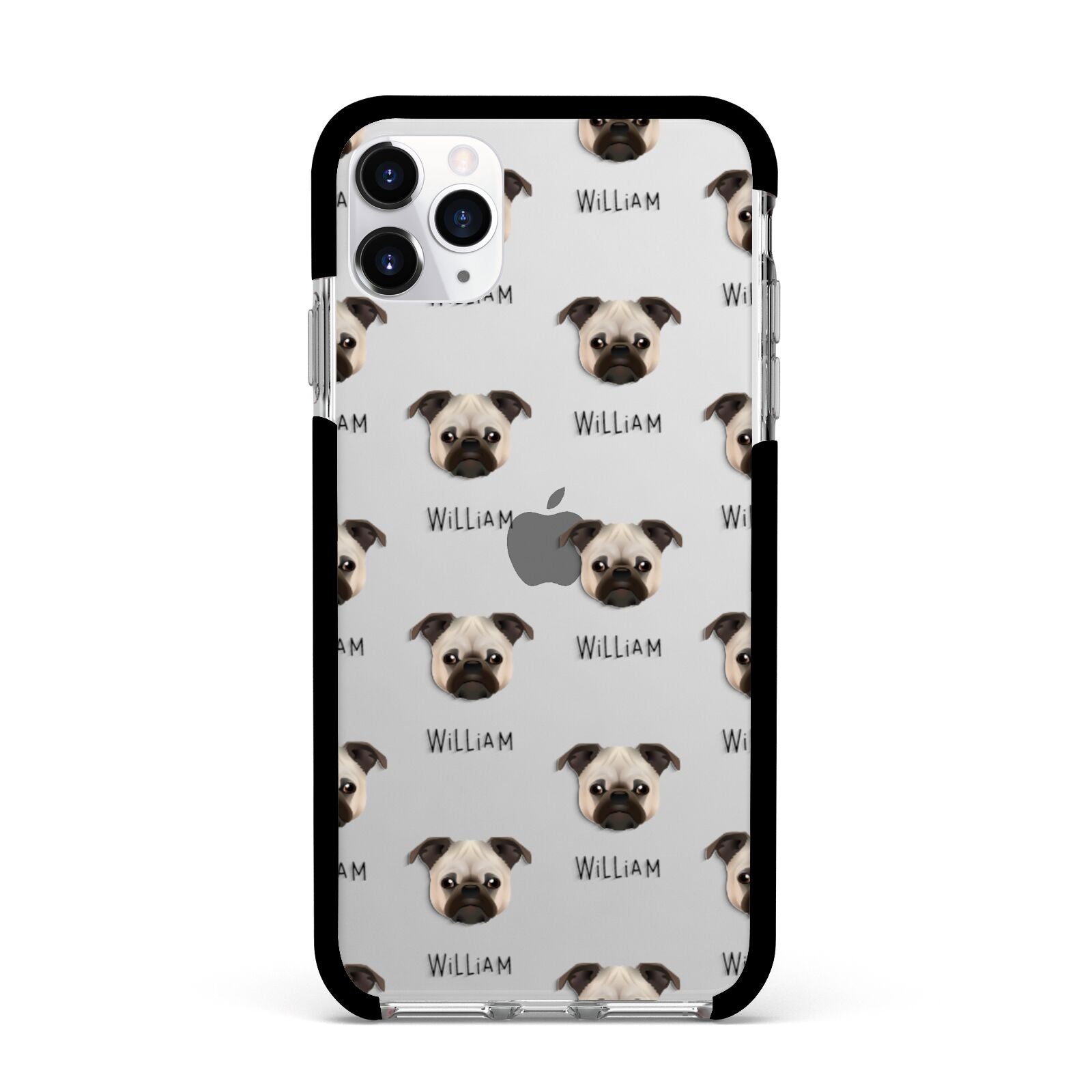 Chug Icon with Name Apple iPhone 11 Pro Max in Silver with Black Impact Case