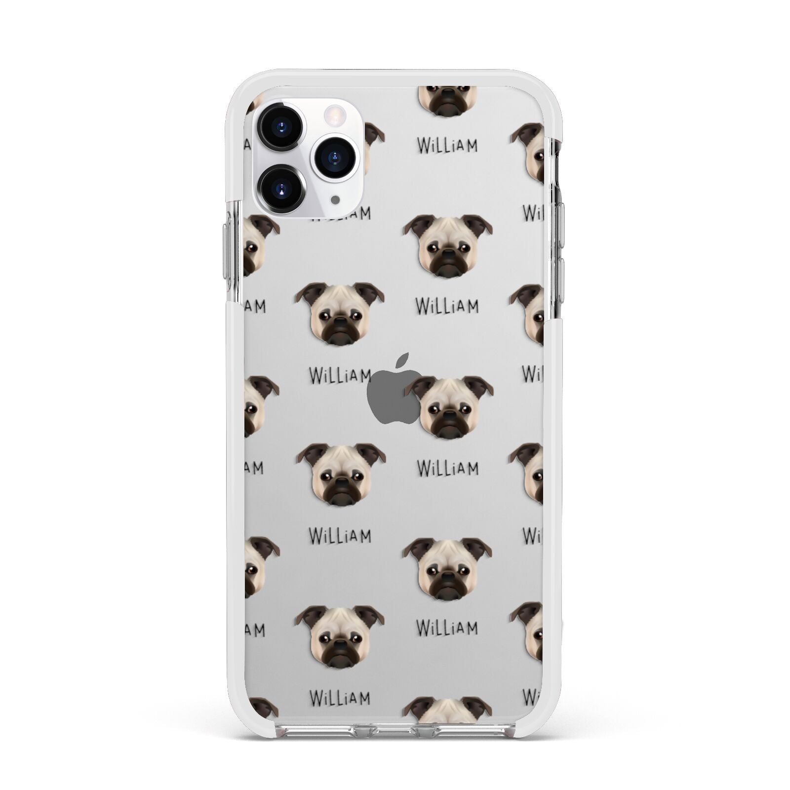 Chug Icon with Name Apple iPhone 11 Pro Max in Silver with White Impact Case