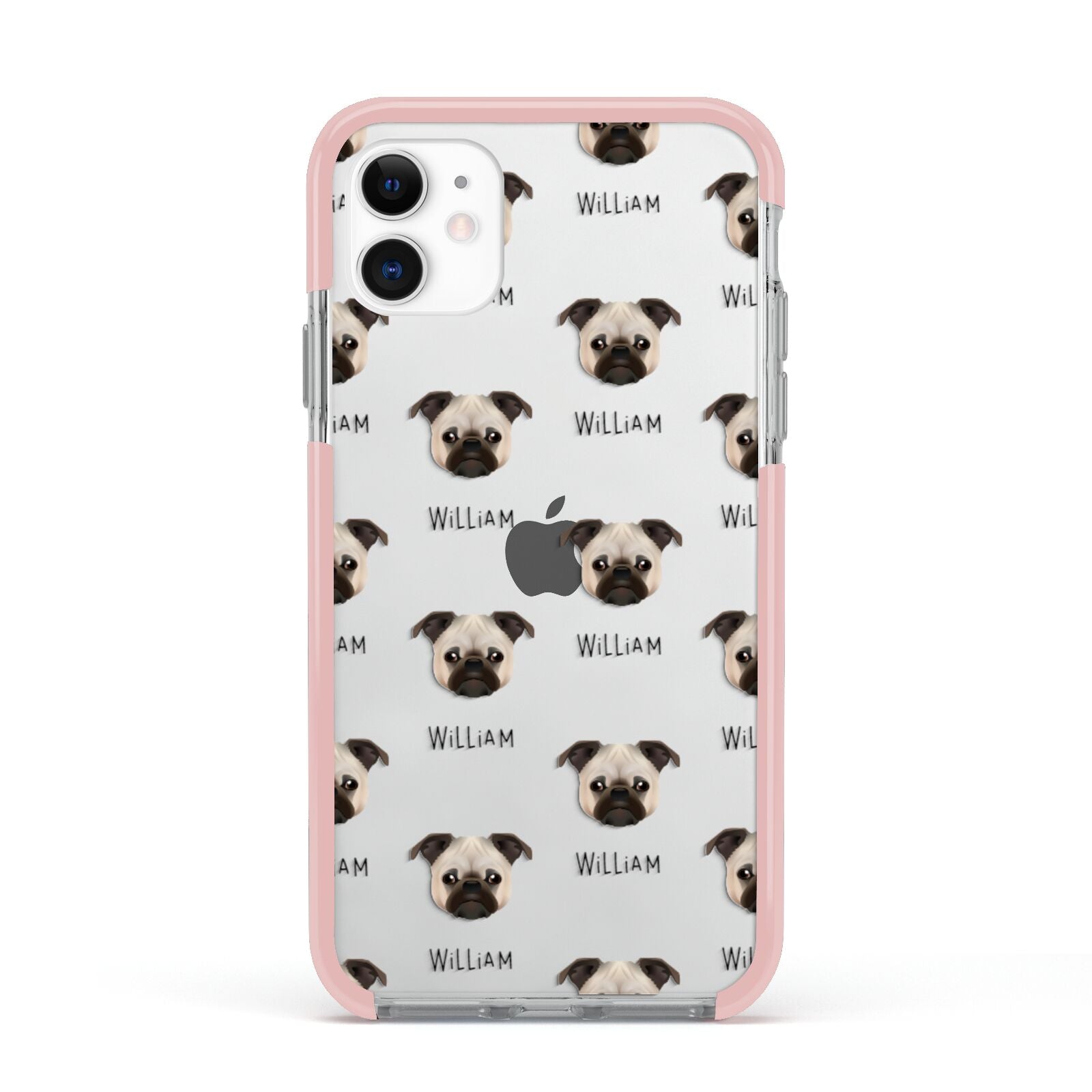 Chug Icon with Name Apple iPhone 11 in White with Pink Impact Case