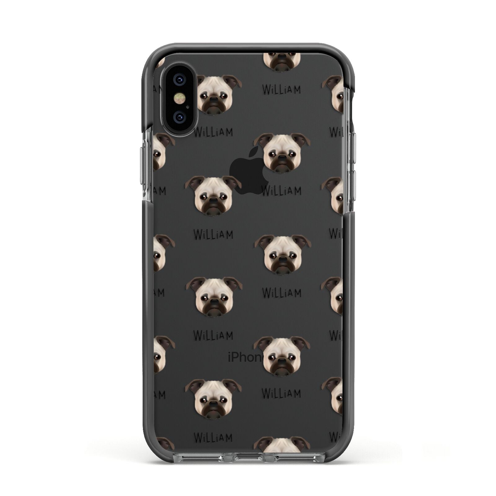 Chug Icon with Name Apple iPhone Xs Impact Case Black Edge on Black Phone