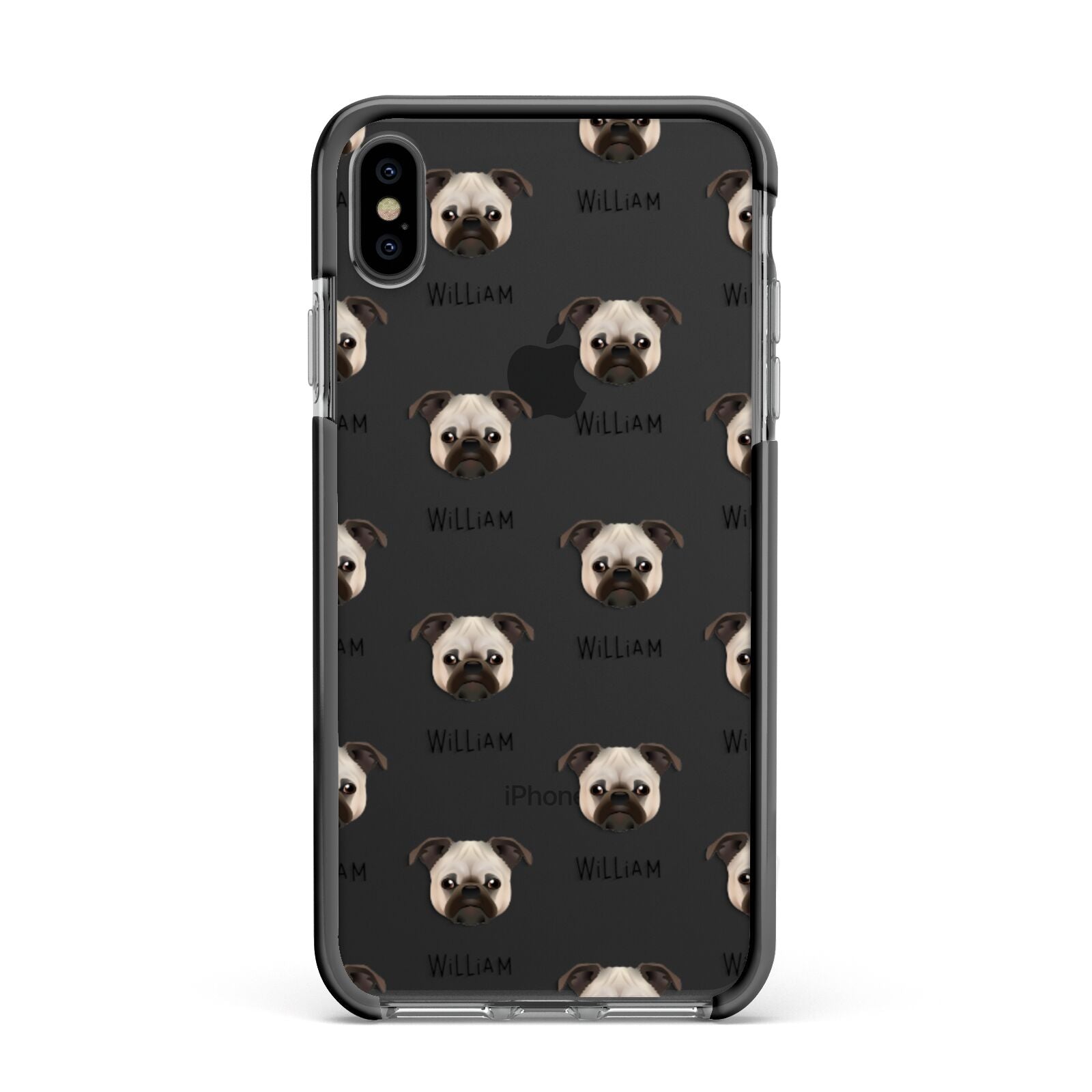 Chug Icon with Name Apple iPhone Xs Max Impact Case Black Edge on Black Phone