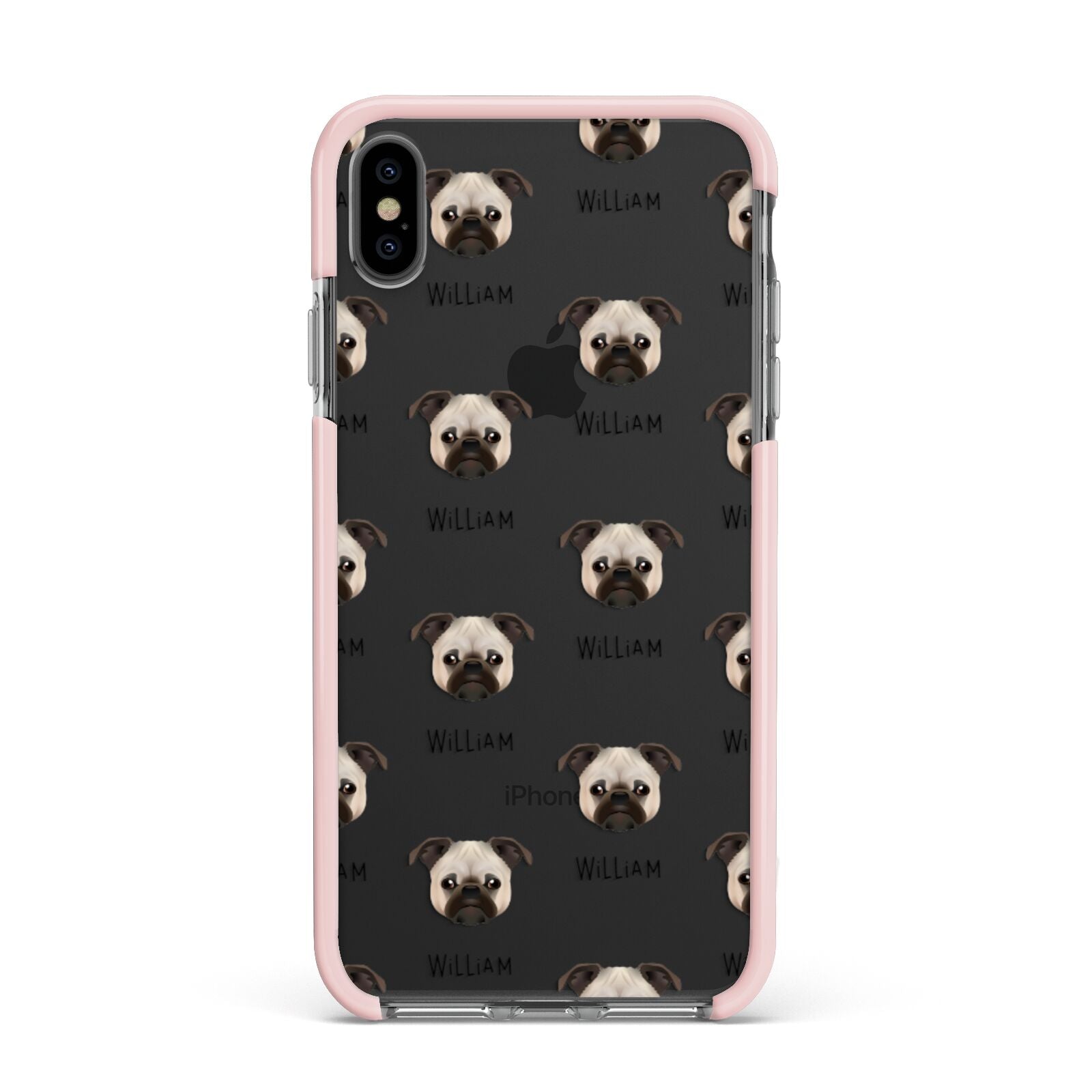 Chug Icon with Name Apple iPhone Xs Max Impact Case Pink Edge on Black Phone