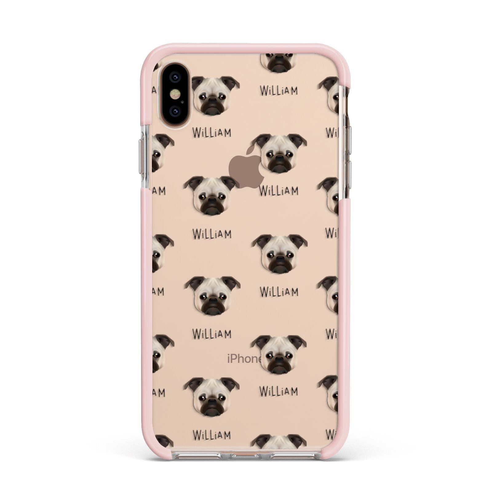 Chug Icon with Name Apple iPhone Xs Max Impact Case Pink Edge on Gold Phone