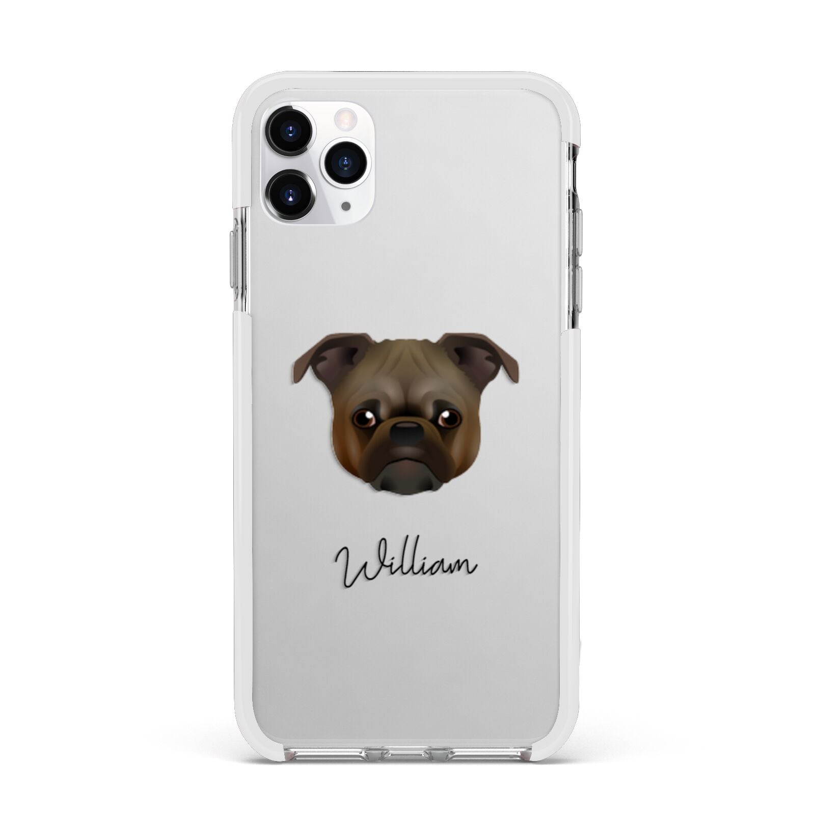Chug Personalised Apple iPhone 11 Pro Max in Silver with White Impact Case