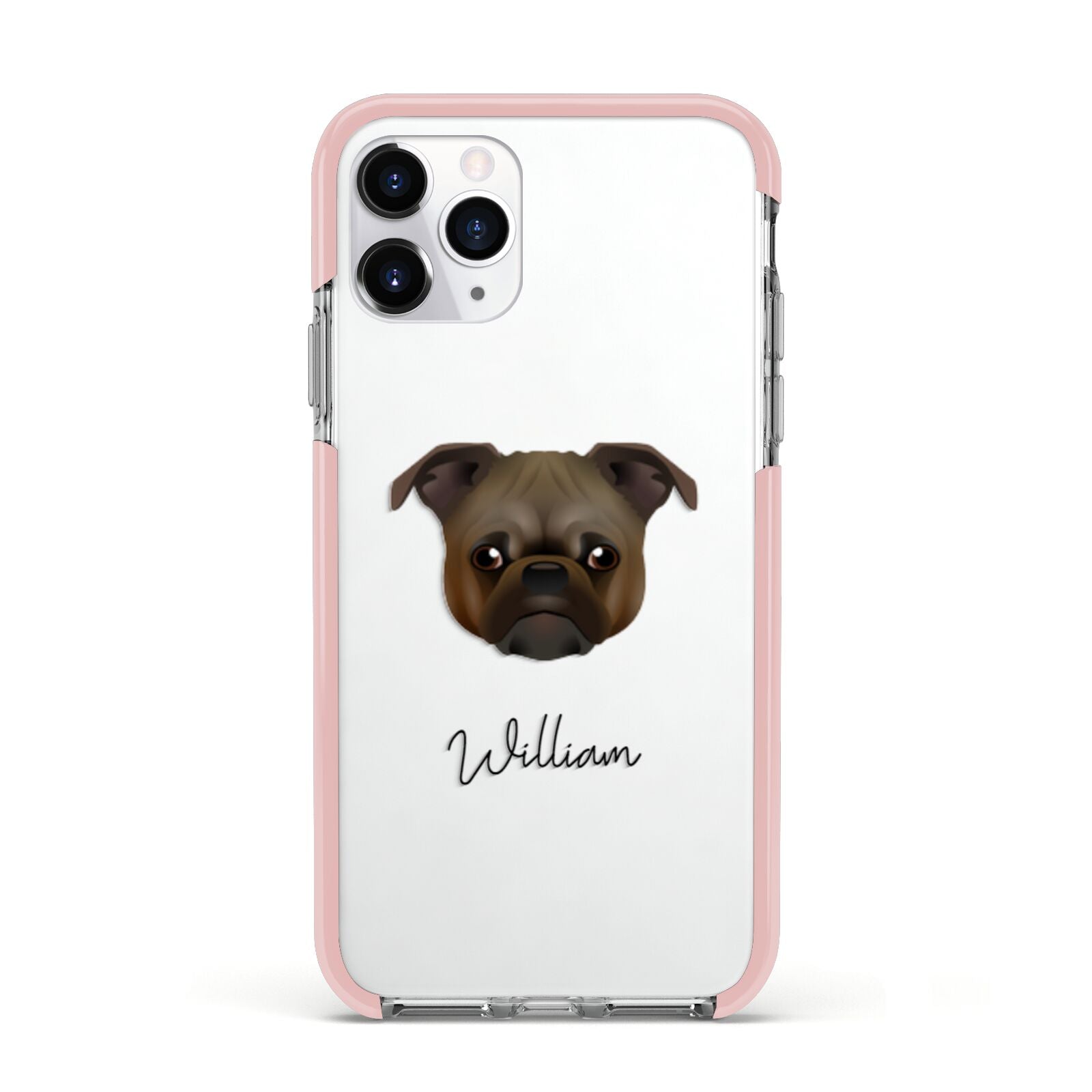Chug Personalised Apple iPhone 11 Pro in Silver with Pink Impact Case