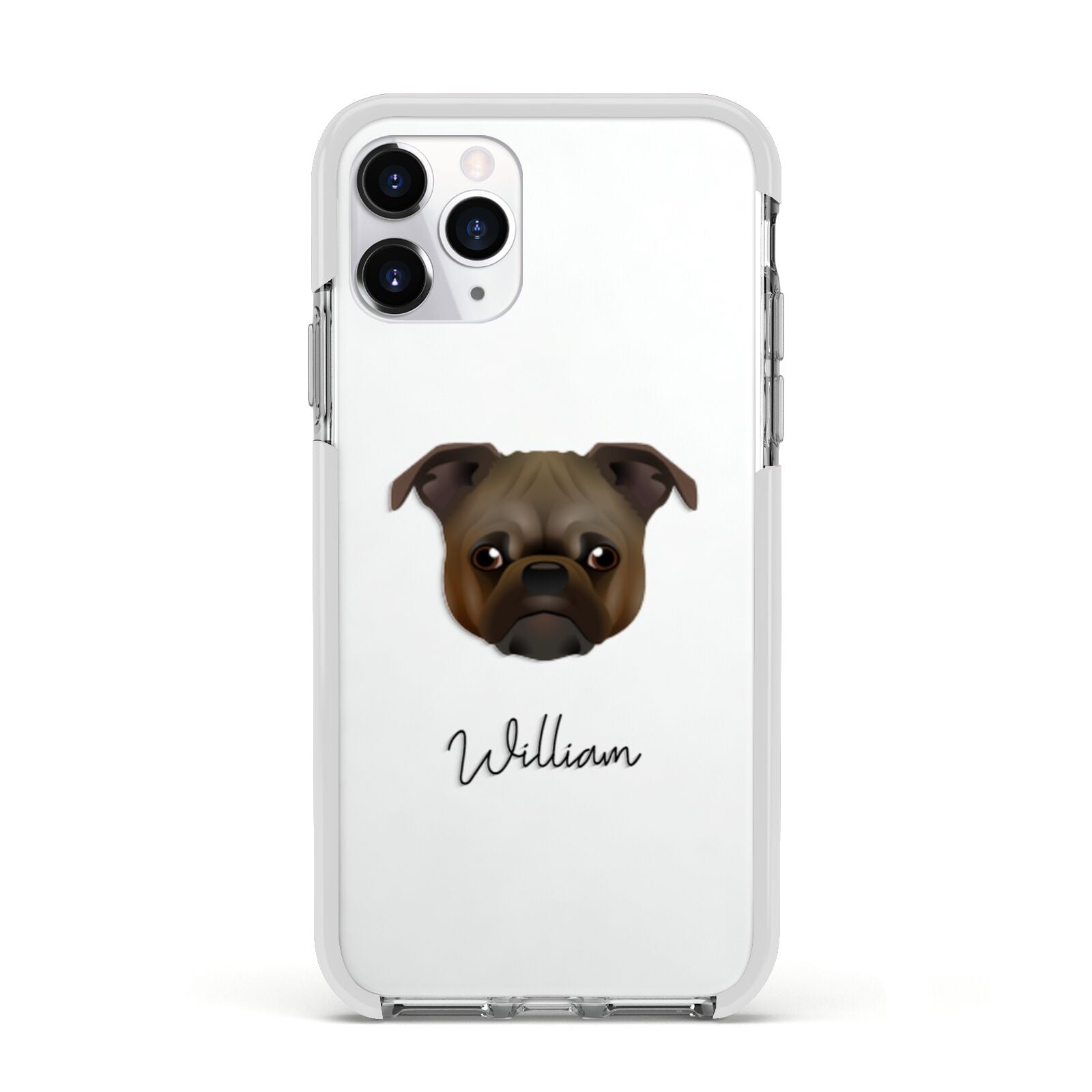 Chug Personalised Apple iPhone 11 Pro in Silver with White Impact Case