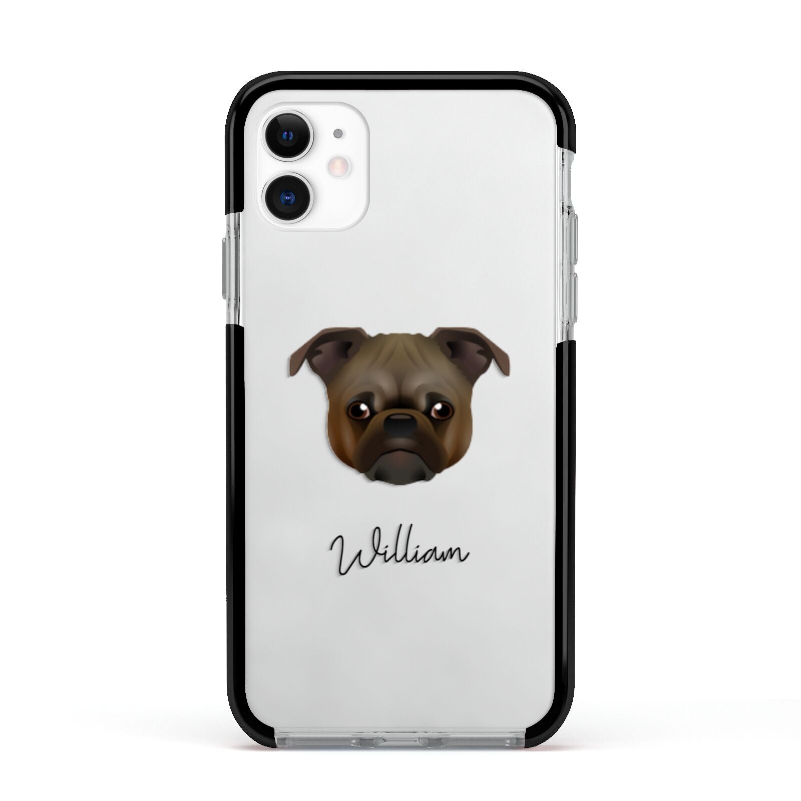 Chug Personalised Apple iPhone 11 in White with Black Impact Case