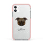 Chug Personalised Apple iPhone 11 in White with Pink Impact Case