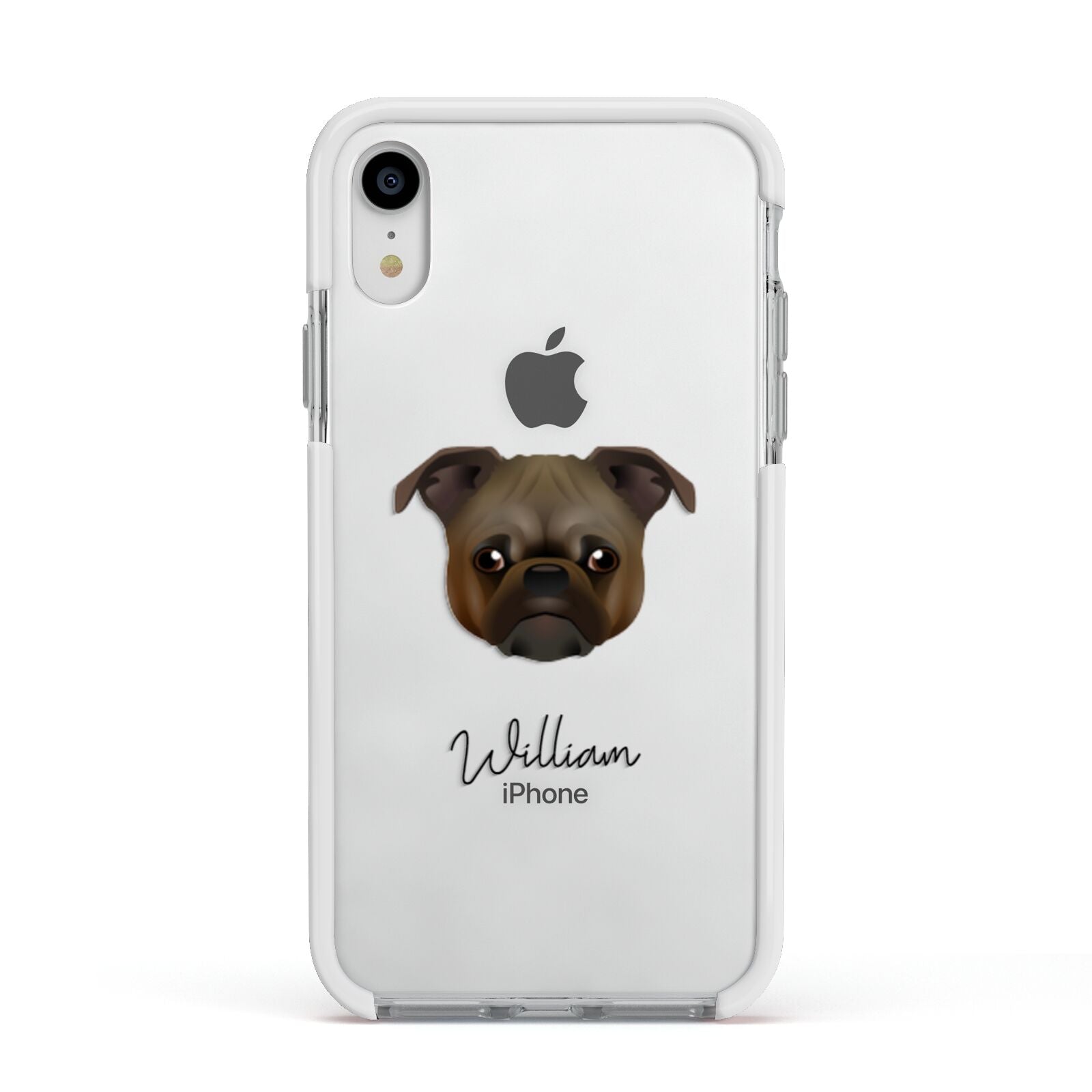 Chug Personalised Apple iPhone XR Impact Case White Edge on Silver Phone