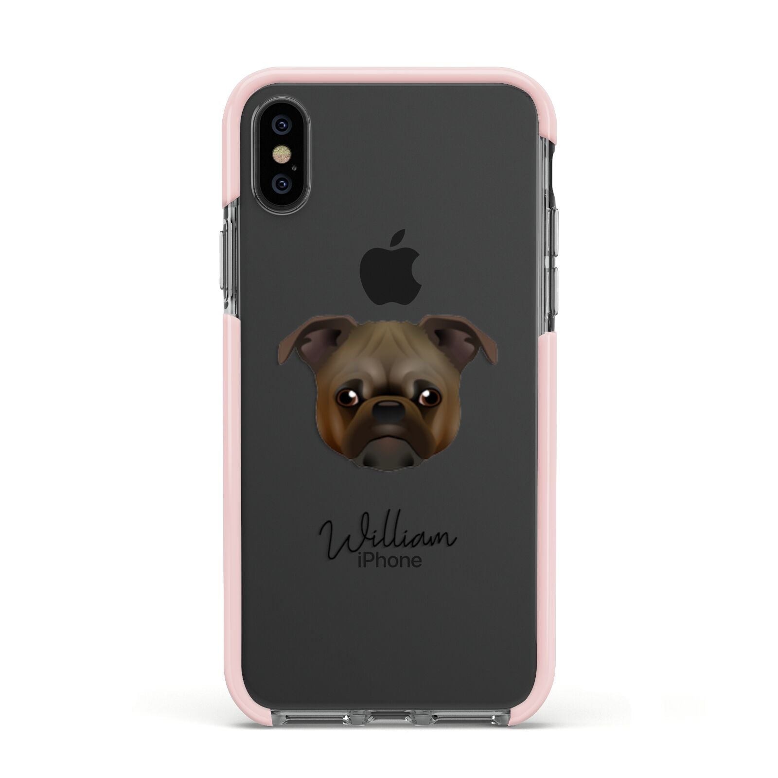 Chug Personalised Apple iPhone Xs Impact Case Pink Edge on Black Phone